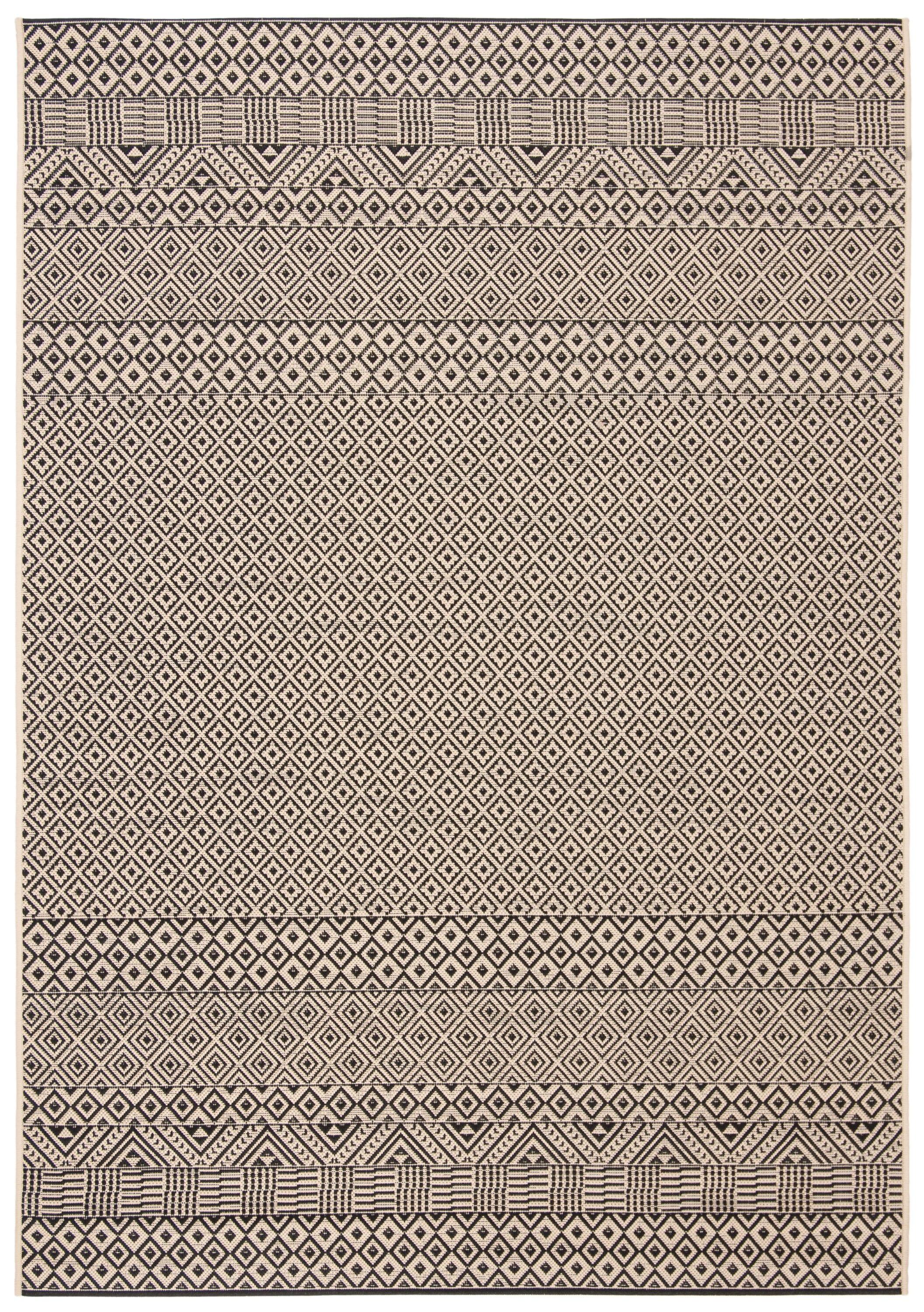 Courtyard CY6235 Power Loomed Indoor and Outdoor Area Rug - Beige/Black - 5'3"x7'7" - Safavieh