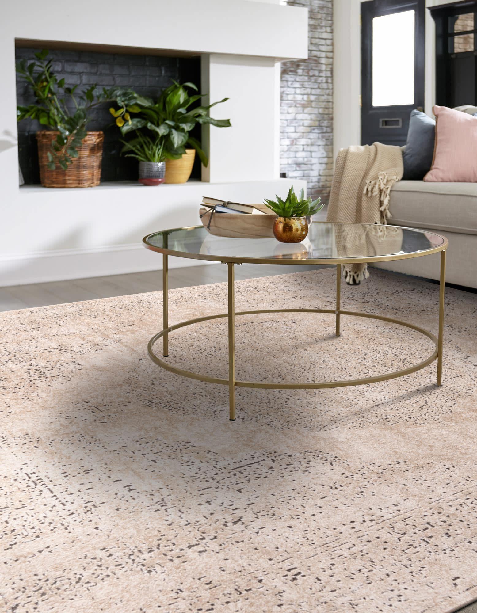 Unique Loom Portland Collection Area Rug - Woodburn (8' Square Ivory/Beige)