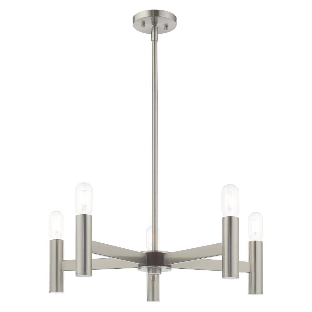 Copenhagen Industrial Chic 5-Light Brushed Nickel Chandelier