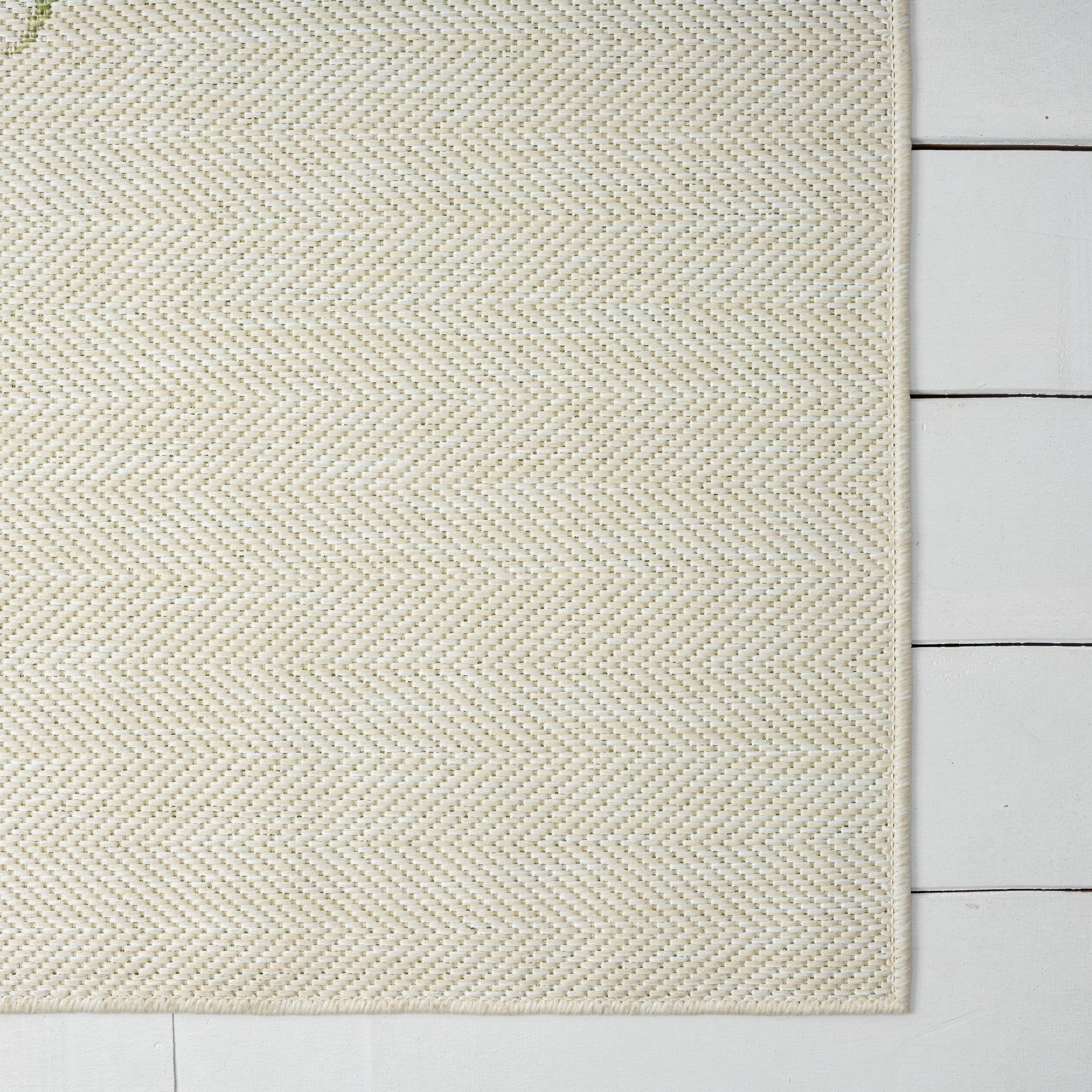 LR Home Camila 5' x 7', Beige/Green Palm Tree Fade, Stain, and Moisture Resistant Indoor/Outdoor Area Rug