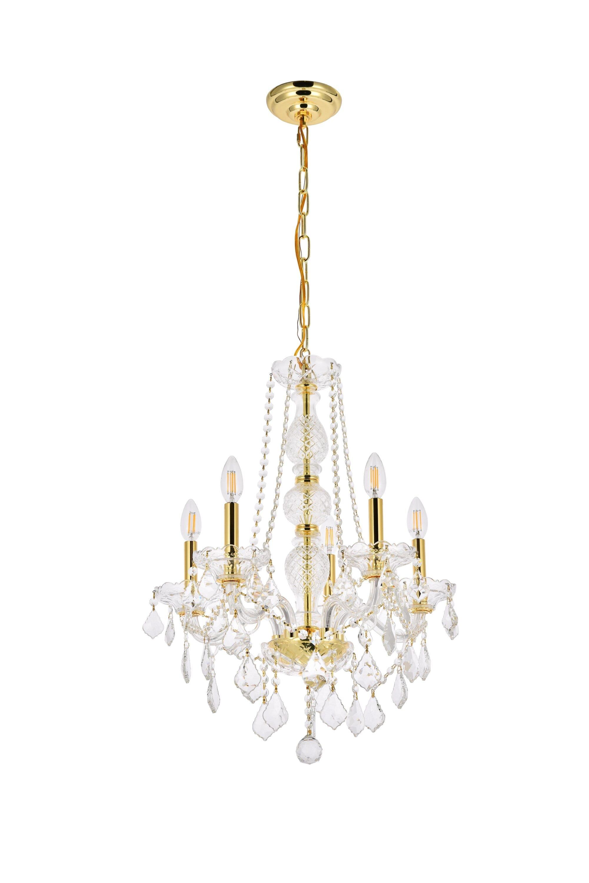 Elegant Lighting Verona 5 light Gold Chandelier Clear Royal Cut Crystal