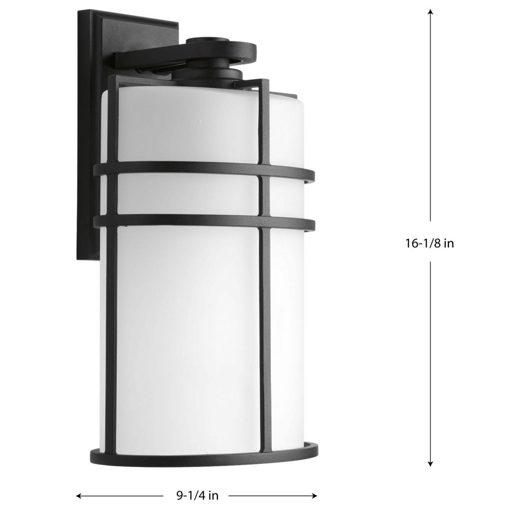 Progress Lighting Format 1-Light Outdoor Wall Lantern, Black, Etched Glass Shade