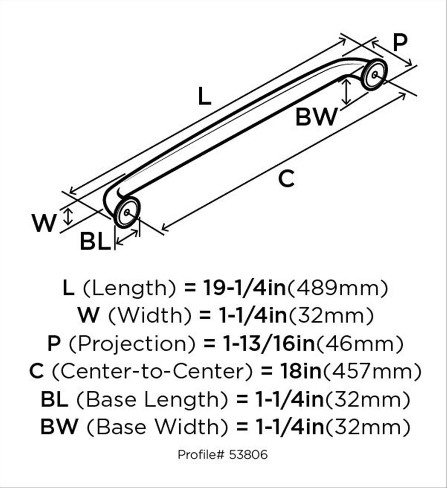 Amerock Kane 18 inch (457mm) Center-to-Center Black Bronze Appliance Pull