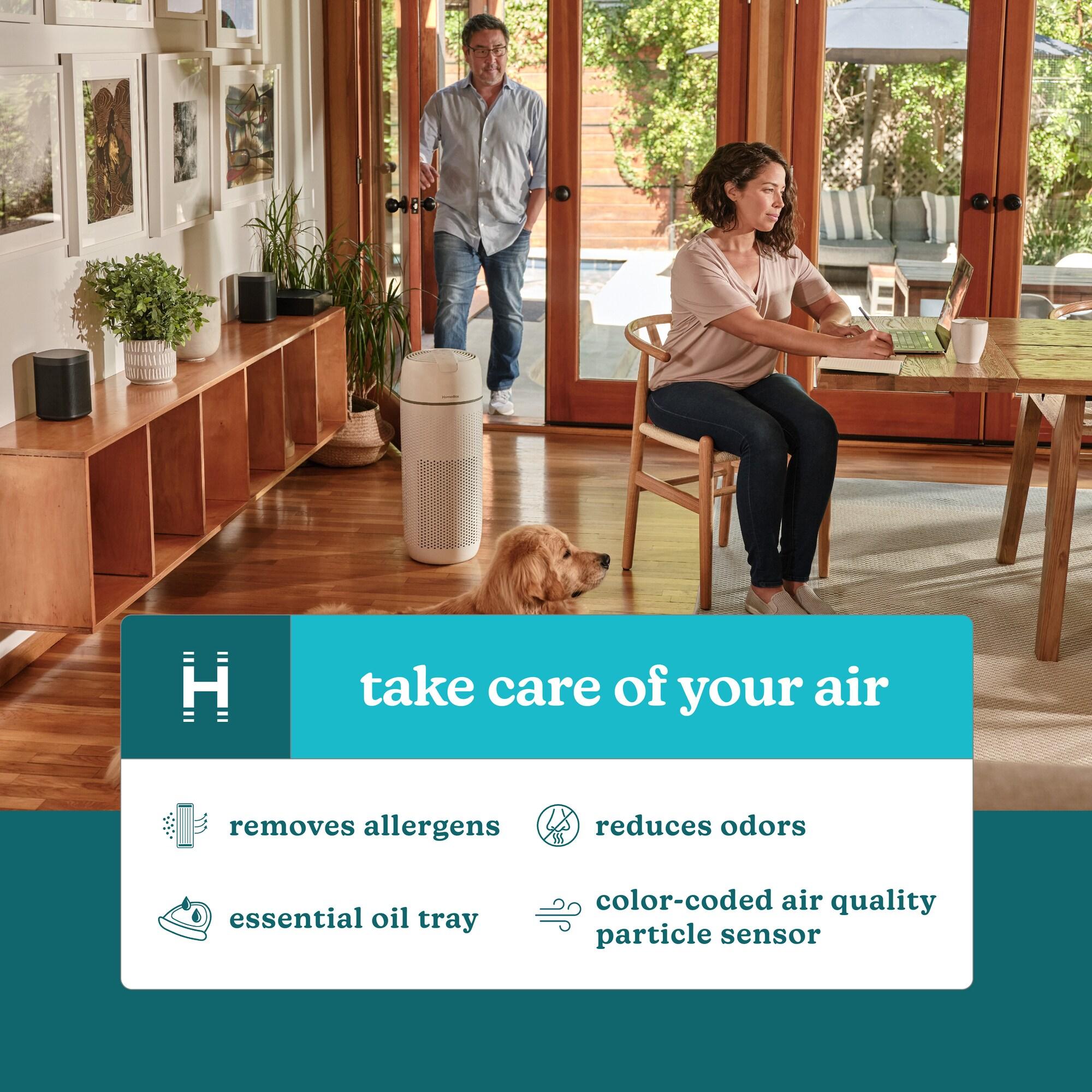 Homedics Air Purifier, 4-in-1 Tower, True HEPA Filtration, Reduce Airborne Allergens, Bacteria, Virus, Mold, Fungus, Reduce Odors & VOCs, UV-C Light, Activated Carbon Odor Filter, for Large Rooms