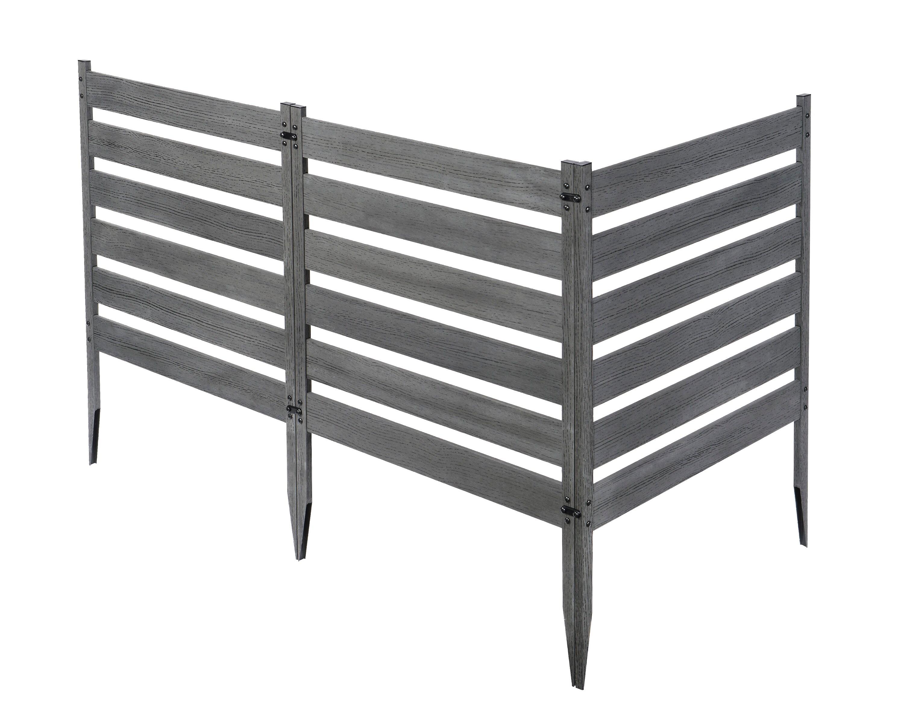 Zippity Outdoor Products 26in H x 24in W (3 Panels) No Dig Zippity Maui Fence Kit, Charcoal Color WoodTek Vinyl Fence Panel, Temporary Outdoor Border for Garden, Easy Install DIY Fence for Backyard, Patio, & Deck, ZP19066