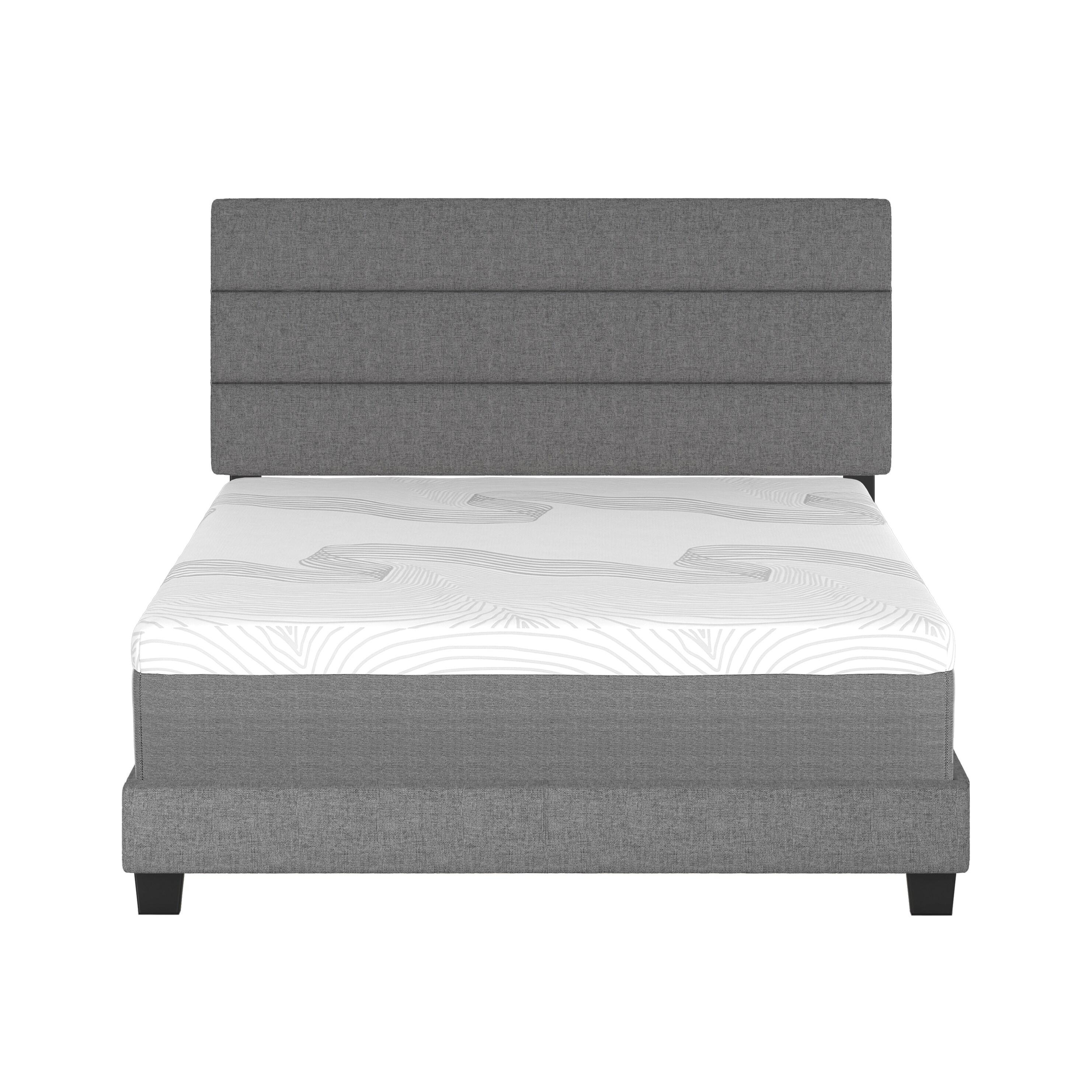 Boyd Sleep Boyd Sleep Sicily Upholstered Linen Tri Panel Platform Bed Frame with Adjustable Height Headboard, Sturdy 13 Slat Support System, No Box Spring Required