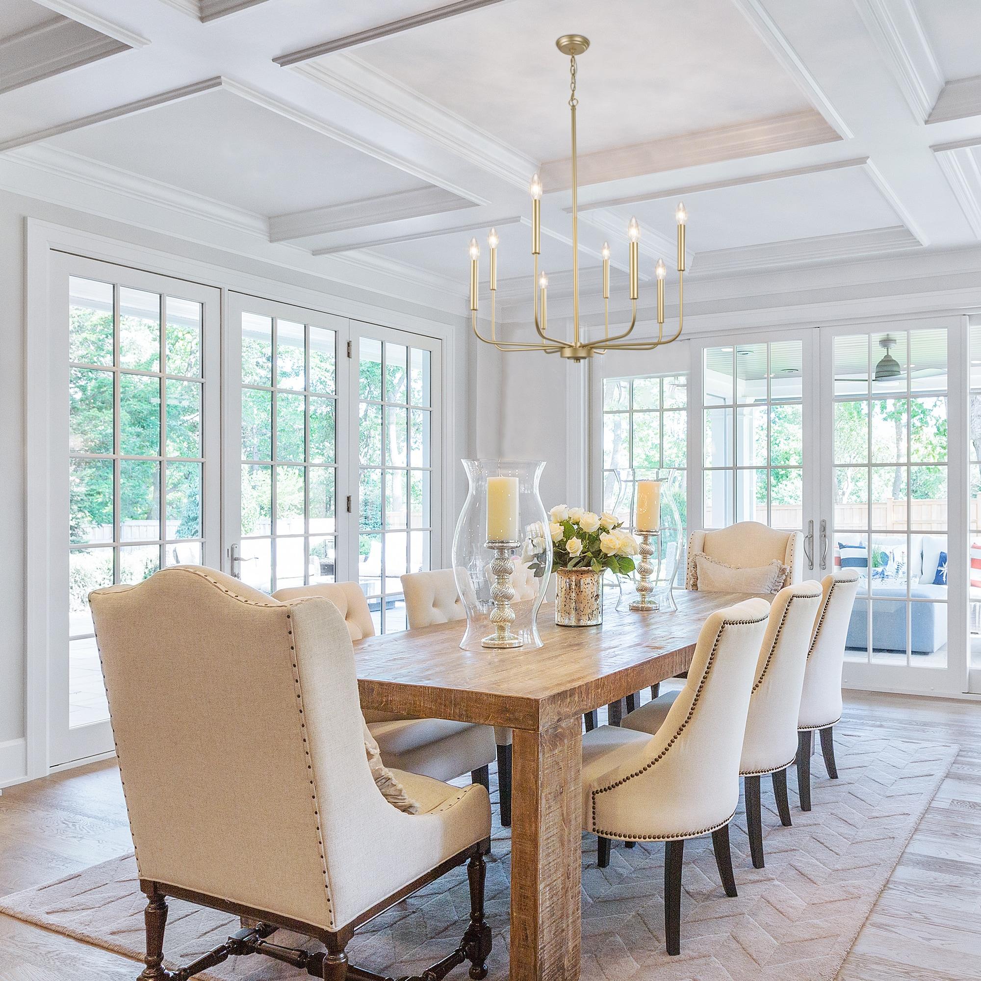 LNC 8-Light Matte Gold Modern/Contemporary Candle LED Dry rated Chandelier for Living Room