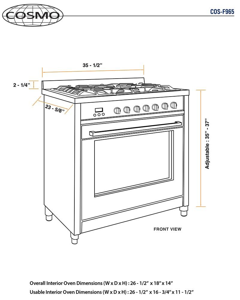 F965 Series 36 in. Stellar Collection 3.8 cu. ft. Dual Fuel Range, 5 Sealed Burners, 8 Function Convection Oven in Stainless Steel