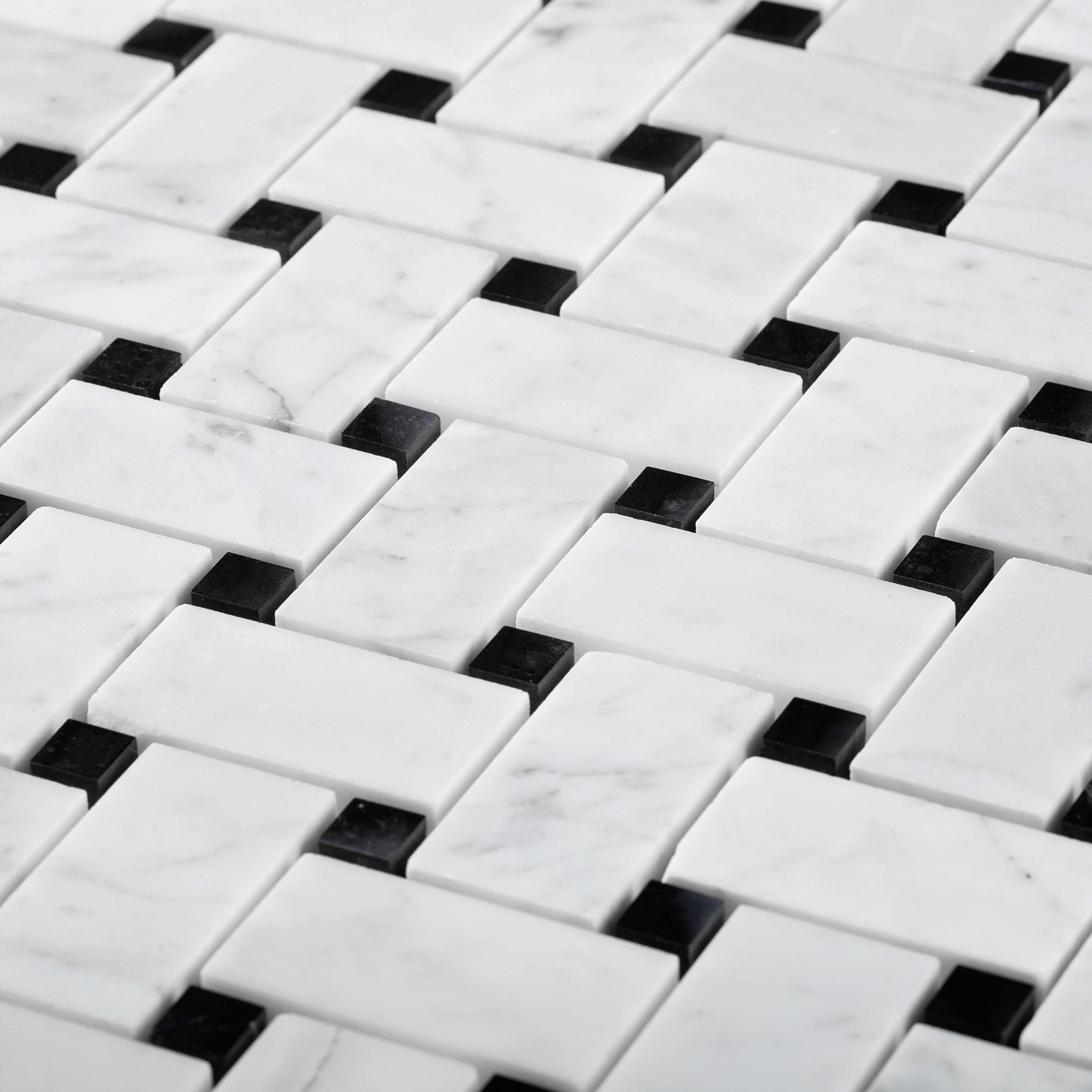 12" x 12" Natural Stone Basketweave Mosaic Wall & Floor Tile