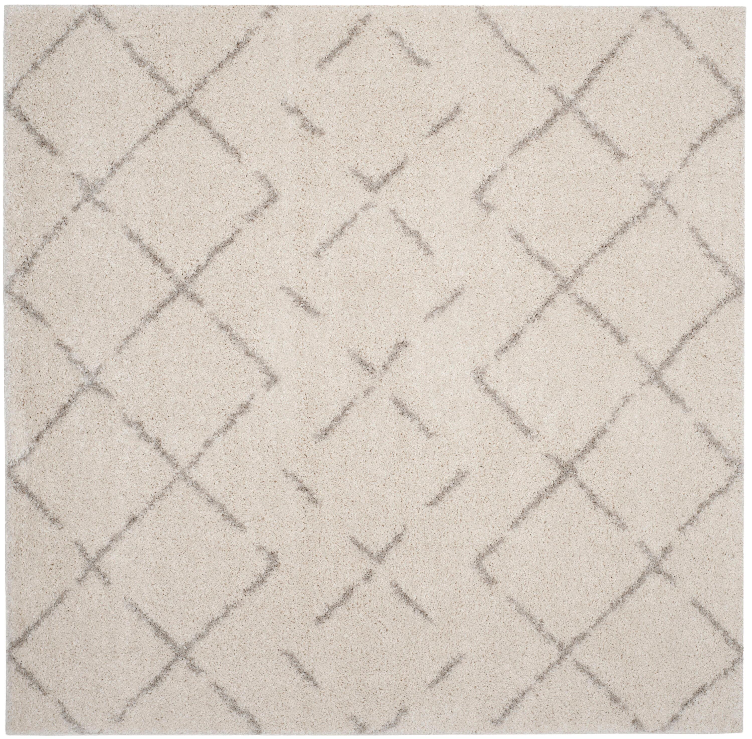 SAFAVIEH Arizona Zarif Geometric Shag Area Rug, Ivory/Beige, 10' x 10' Square