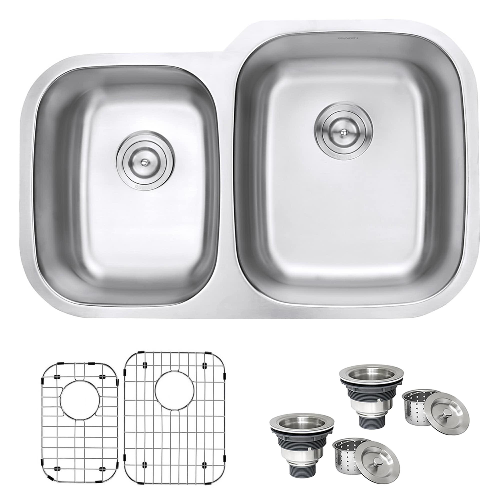 Ruvati 32-inch Undermount 40/60 Double Bowl 16 Gauge Stainless Steel Kitchen Sink