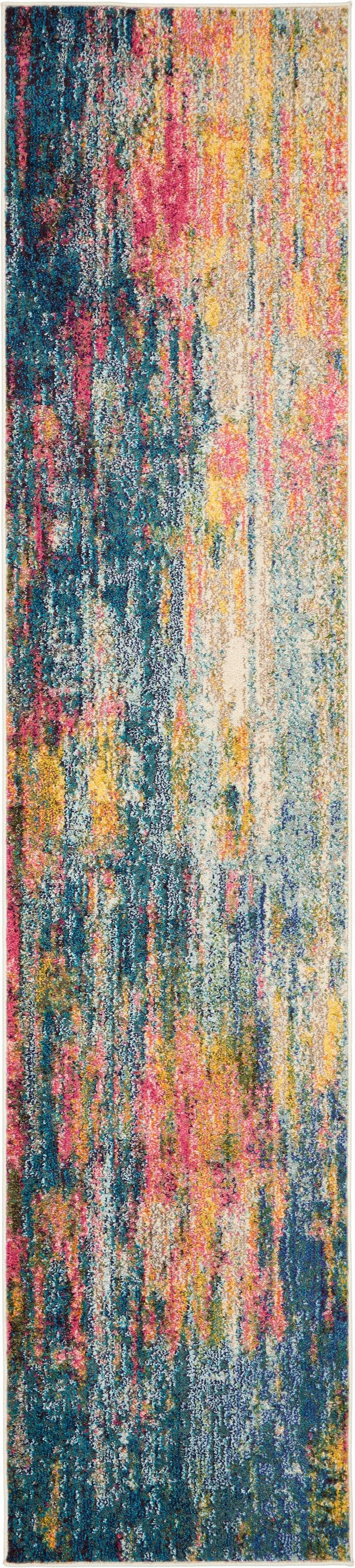 Nourison Celestial 2'2"X10' (10' Runner) Blue/Yellow Indoor Area Rug Colorful Contemporary Abstract by Nourison
