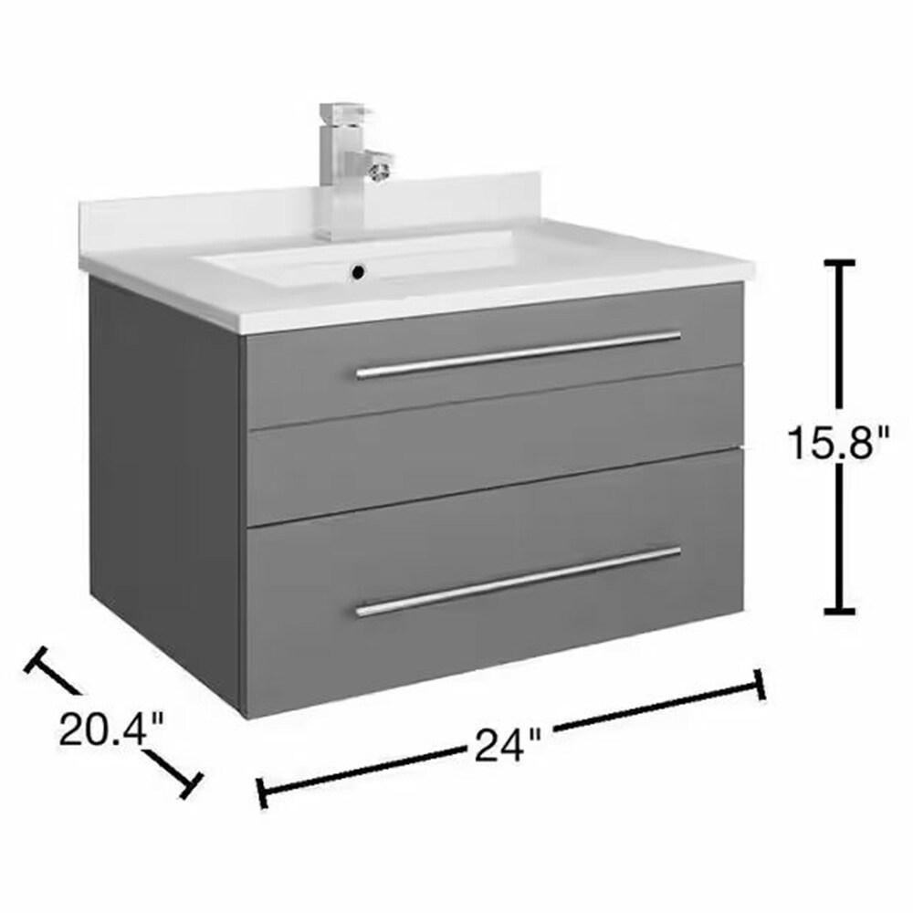 Lucera 24" Wall Mount Modern Single Sink Bathroom Vanity with Top and Undermount Sink