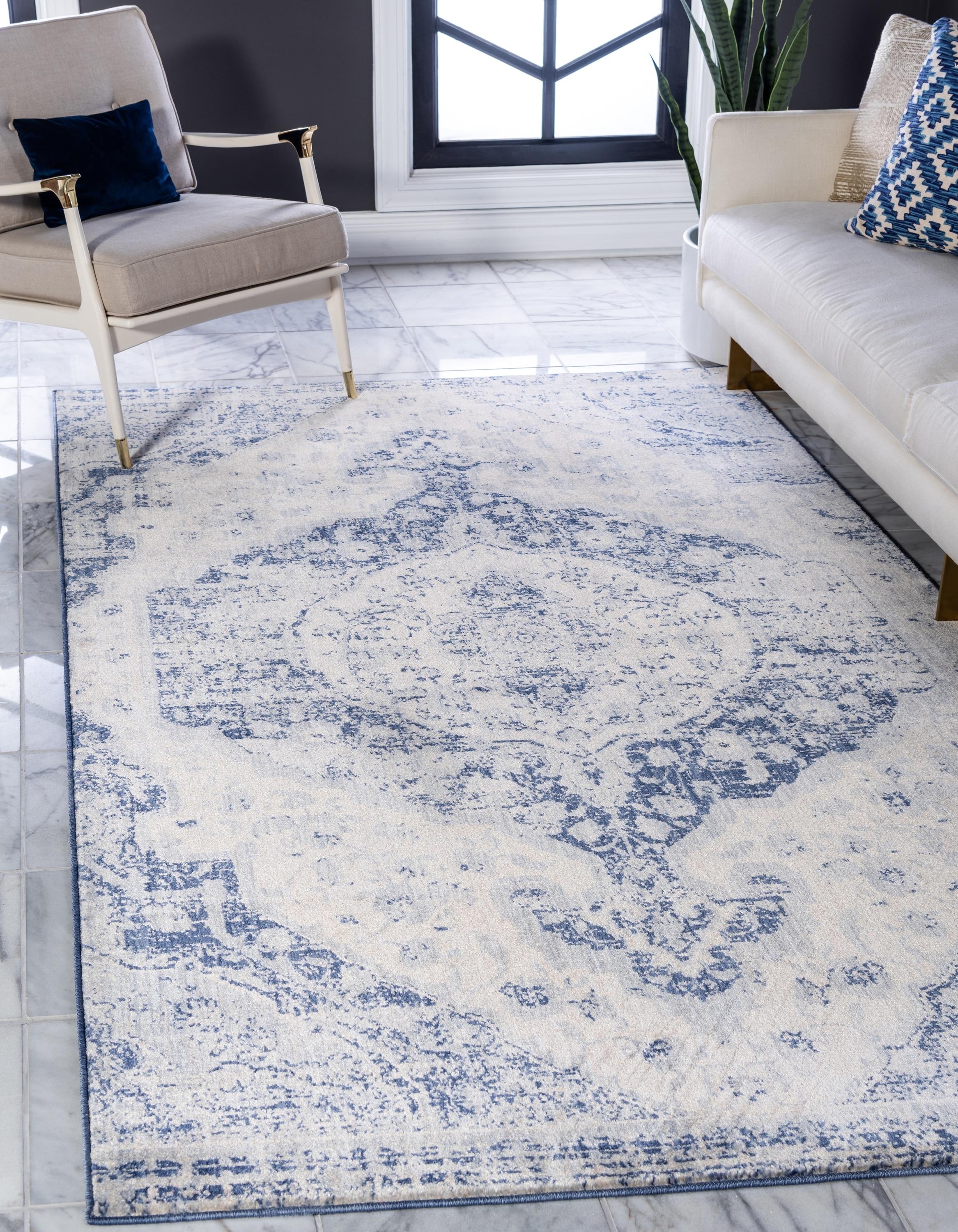 Unique Loom Asheville Collection Area Rug - Tanglewood (8'  x 10' Rectangle Blue/Light Blue)