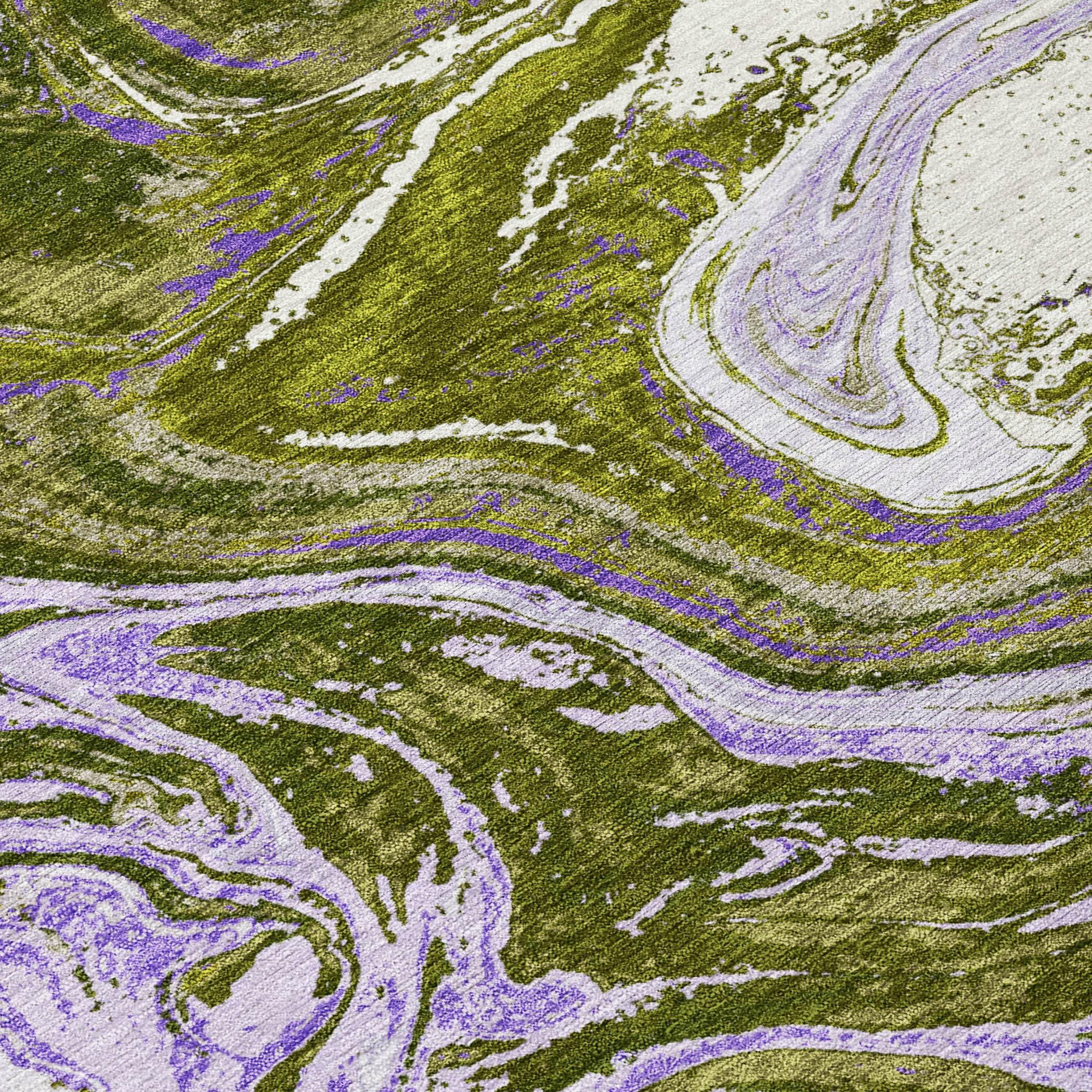 Machine Washable Indoor/Outdoor Chayden ACN1061 Olive Runner Rug