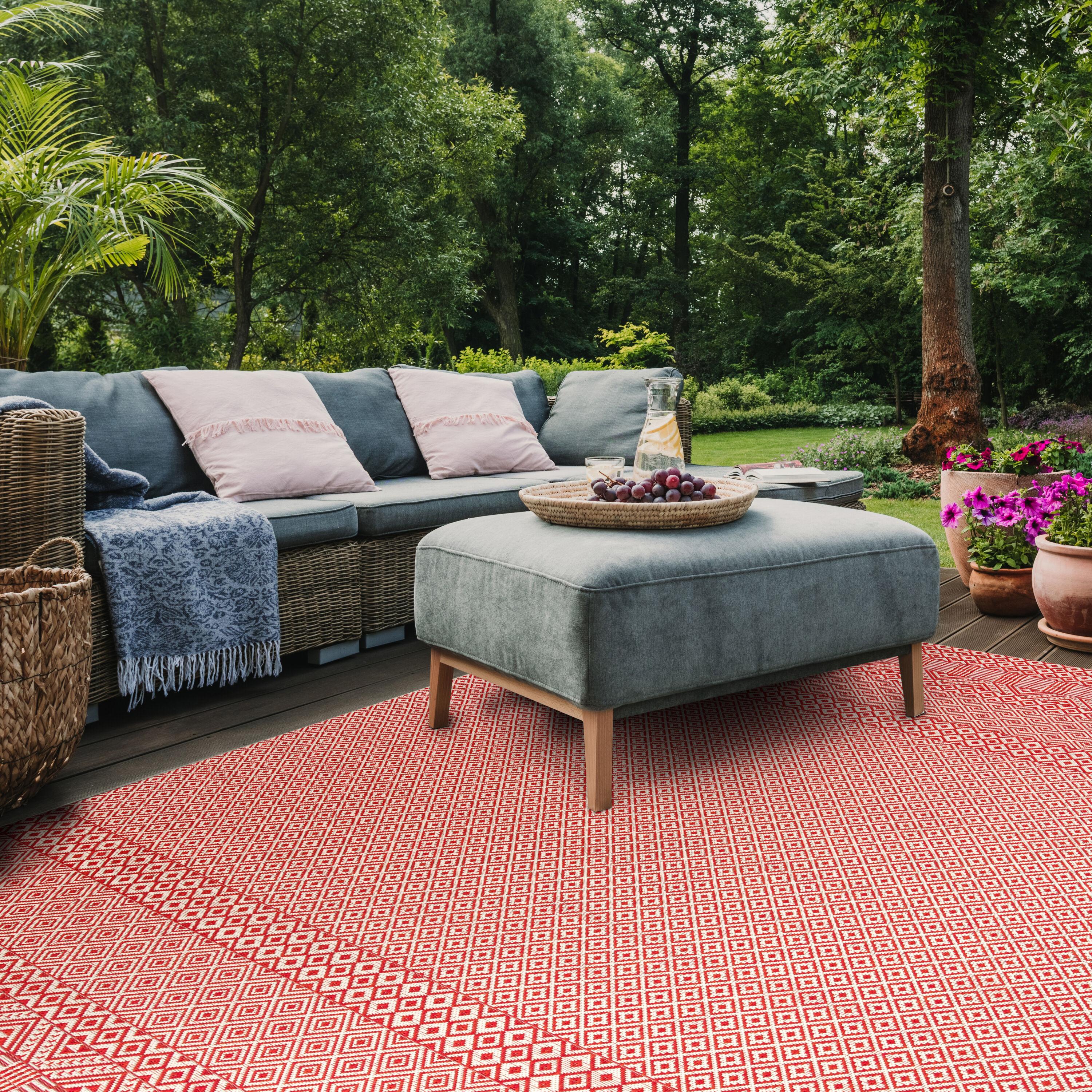 Courtyard CY6235 Power Loomed Indoor and Outdoor Accent Rug - Beige/Red - 2'x3'7" - Safavieh
