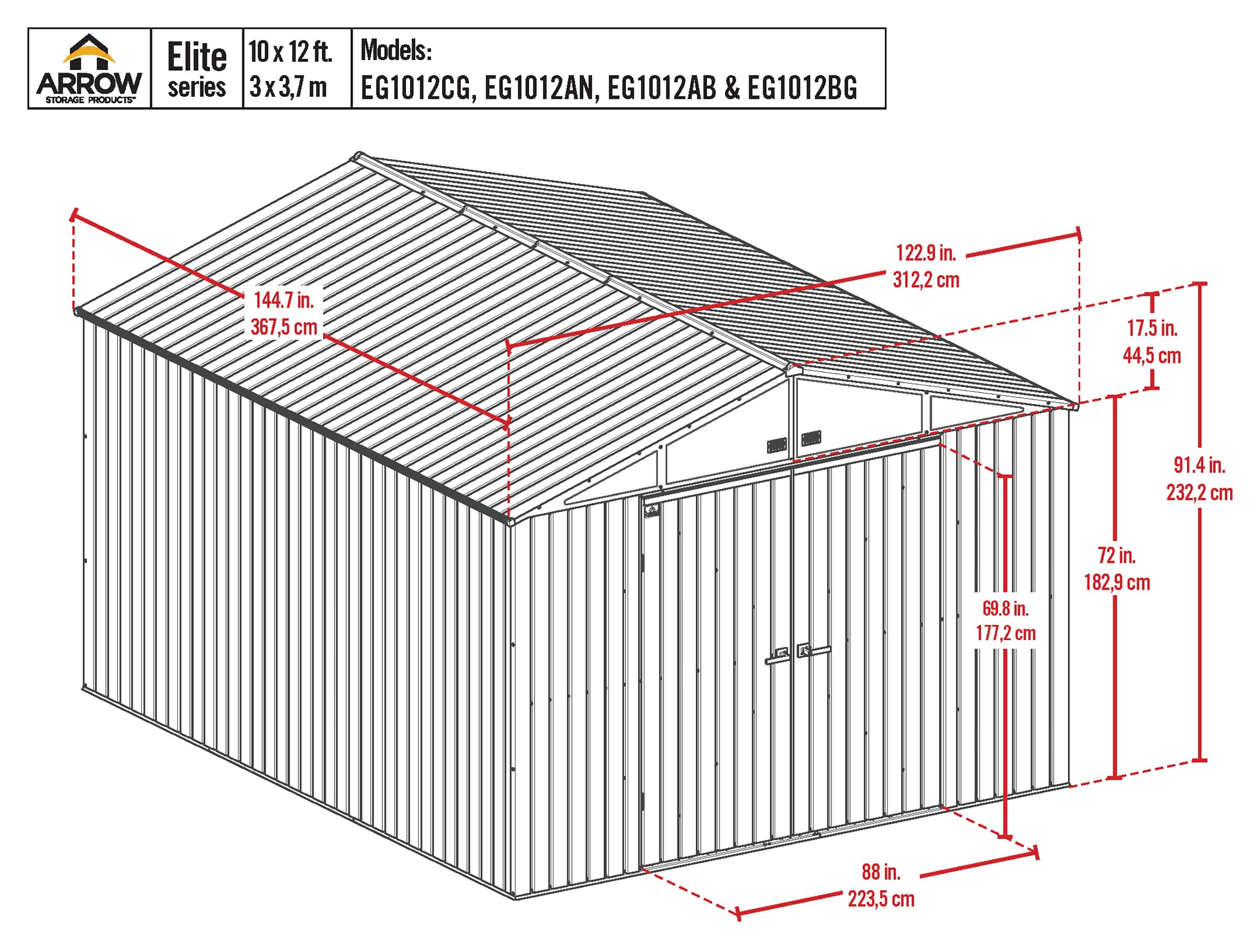 Arrow Arrow Elite 10 ft. W x 12 ft. D Galvanized Steel Storage Shed