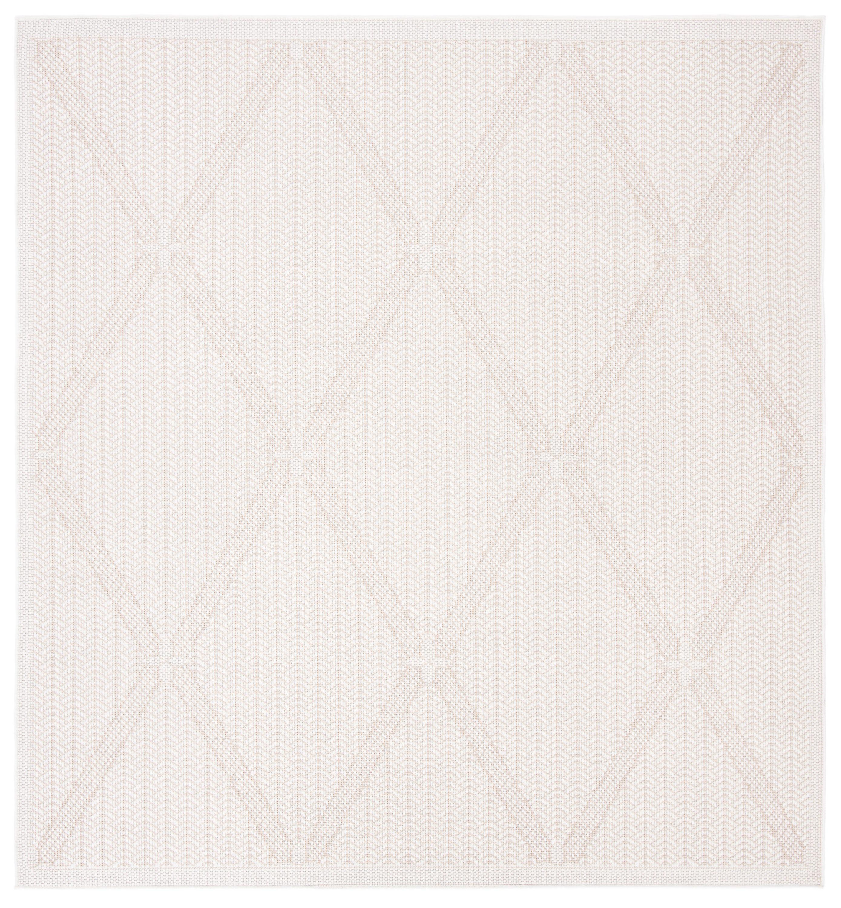 SAFAVIEH Bermuda Julijana Geometric Diamonds Indoor/Outdoor Area Rug Cream/Beige, 6'7" x 6'7" Square
