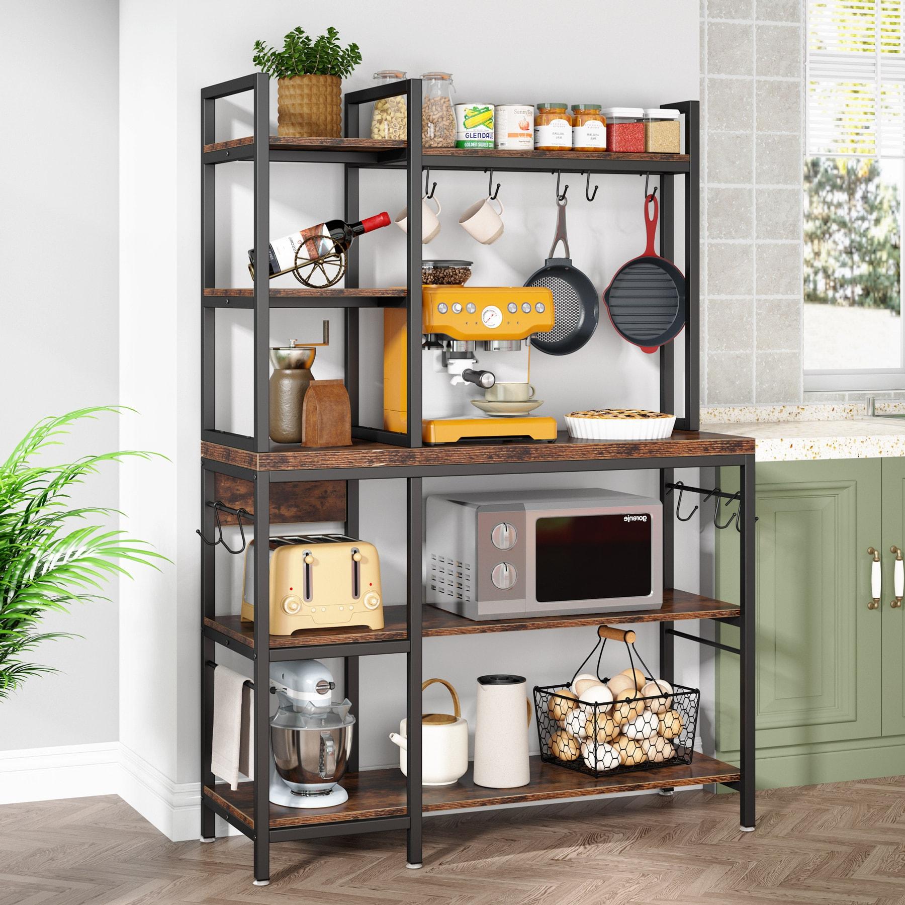 5 tier Bathroom Corner Shelf Storage Tower Cabinet Rustic Brown Vintage Brown
