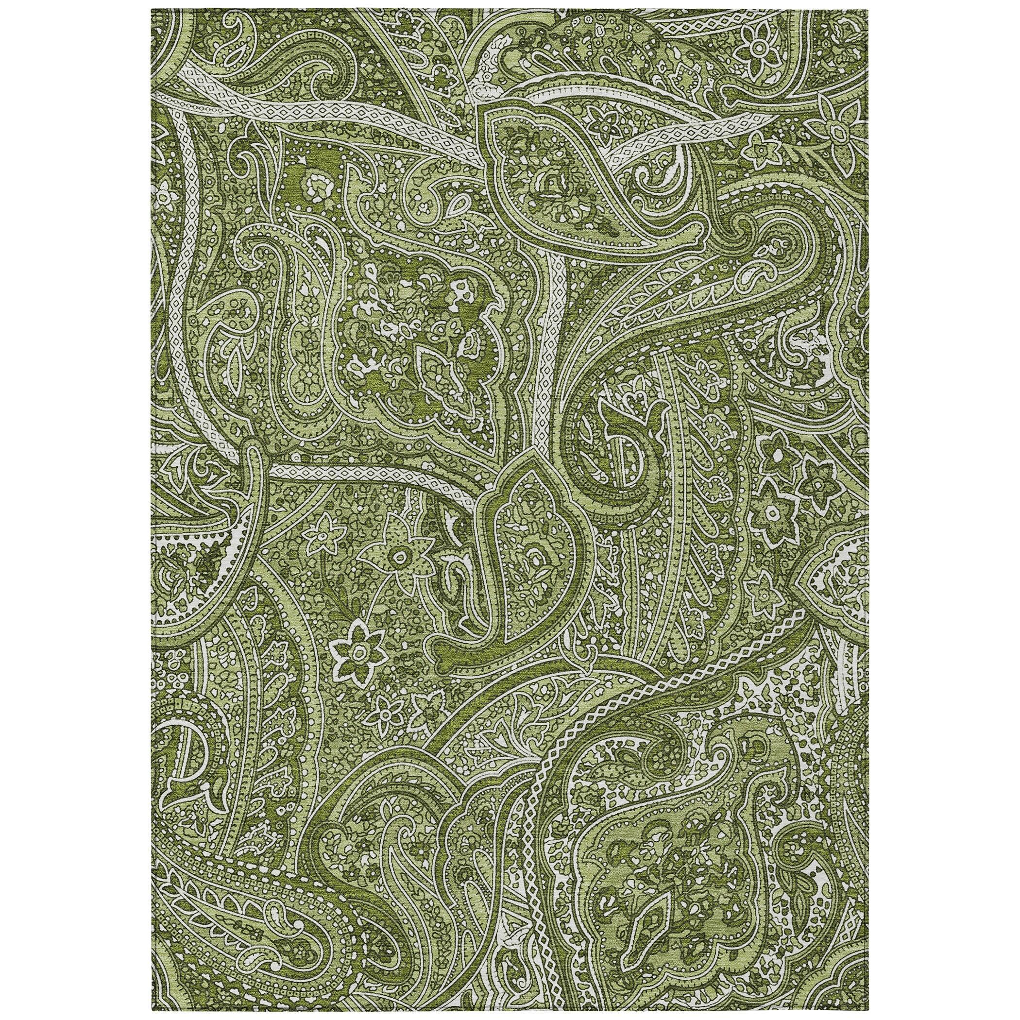 Addison Rugs Machine Washable Indoor/ Outdoor Chantille Traditional Paisley Rug Green - 2'6" x 3'10"