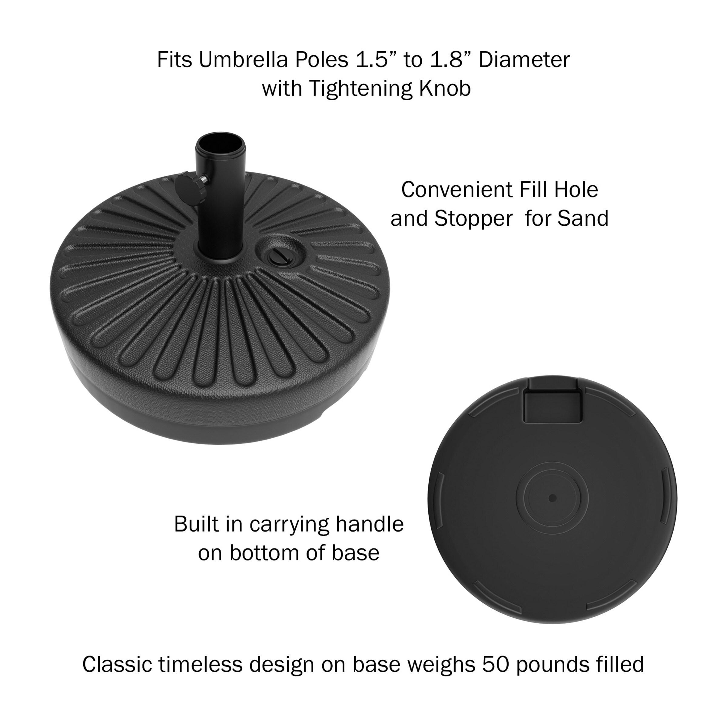 Black High-Density Polyethylene 50-lb Patio Umbrella Base