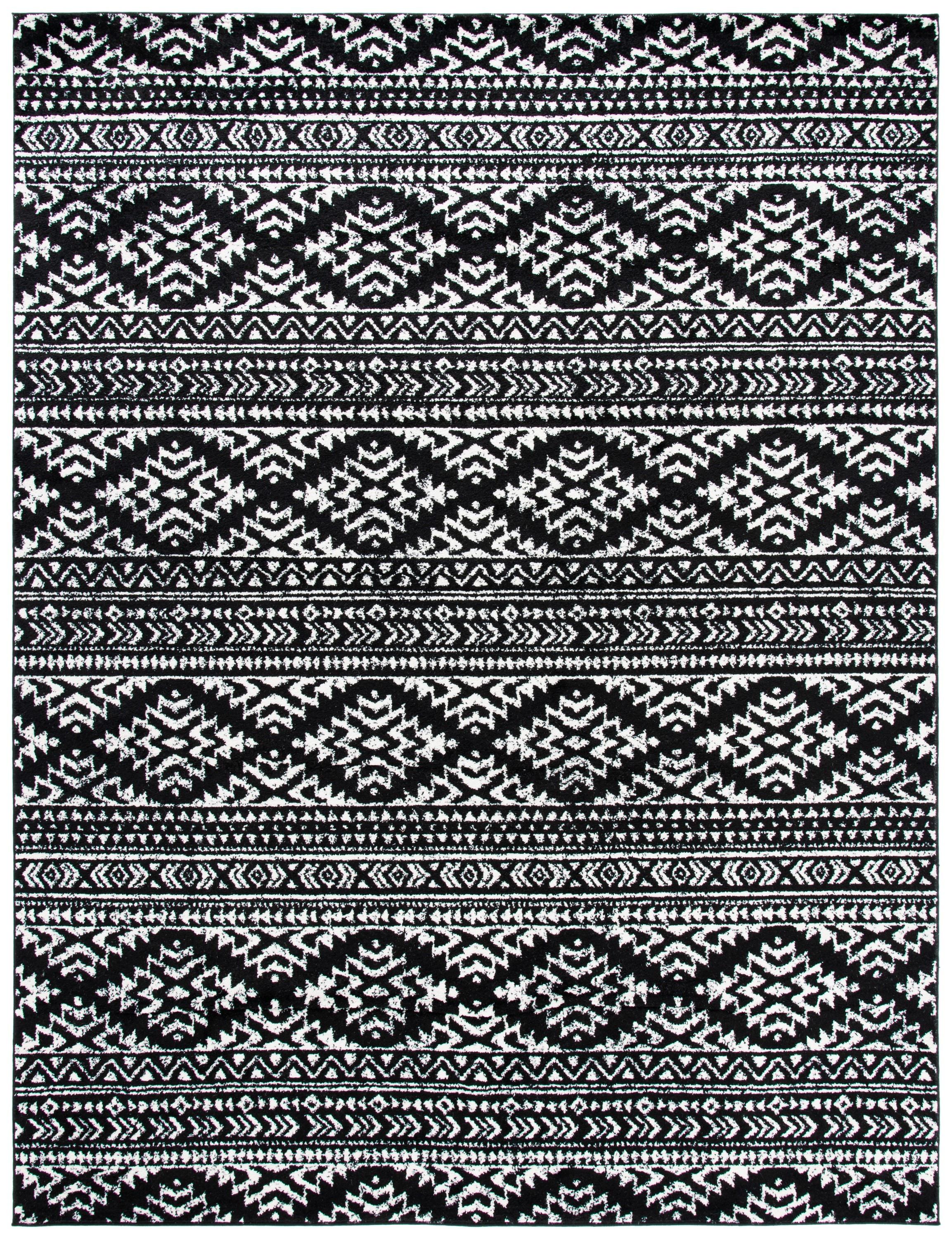 SAFAVIEH Tulum Lakisha Distressed Southwestern Area Rug, 10' x 13', Black/Ivory