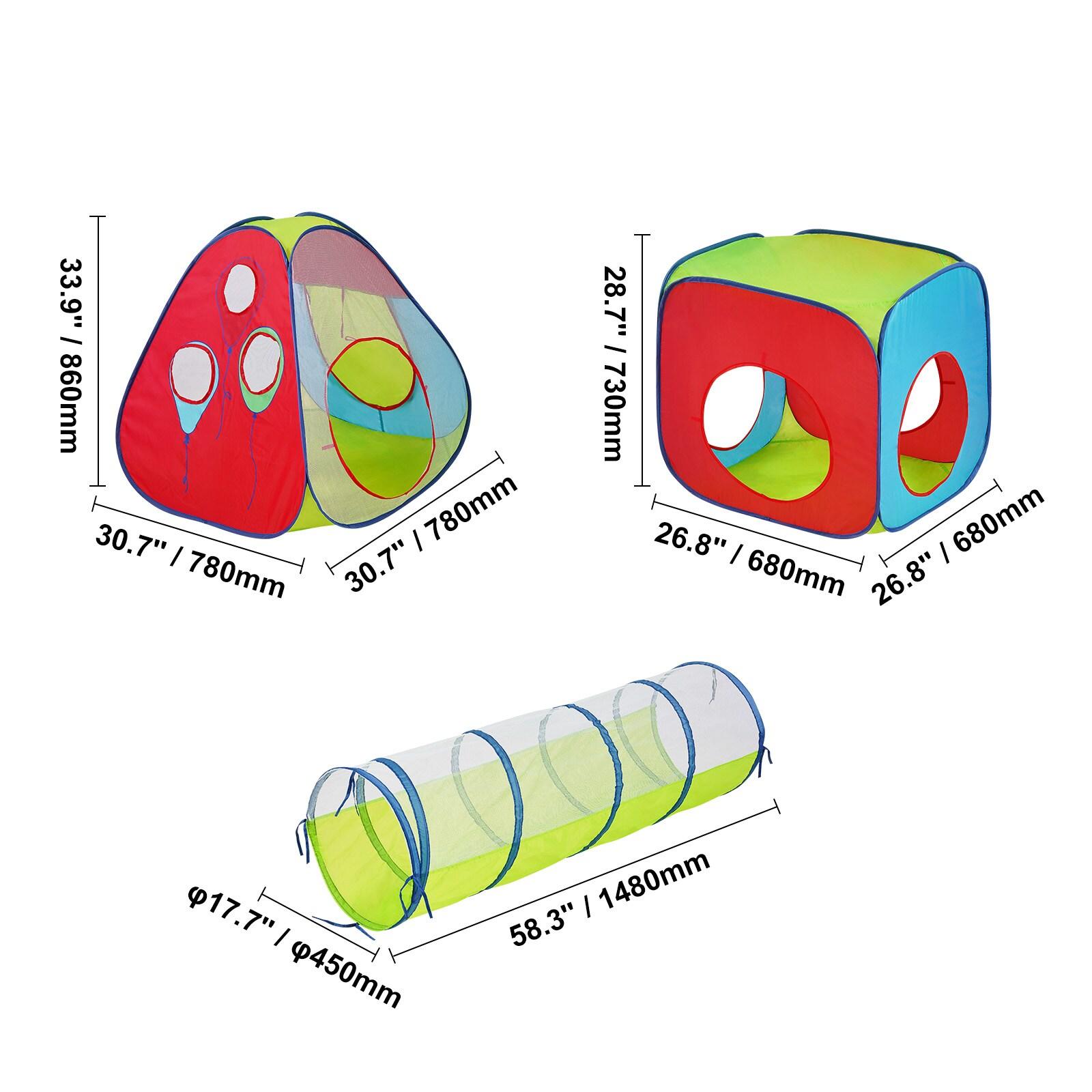 3 in 1 Kids Play Tent with Tunnel, Multi Color