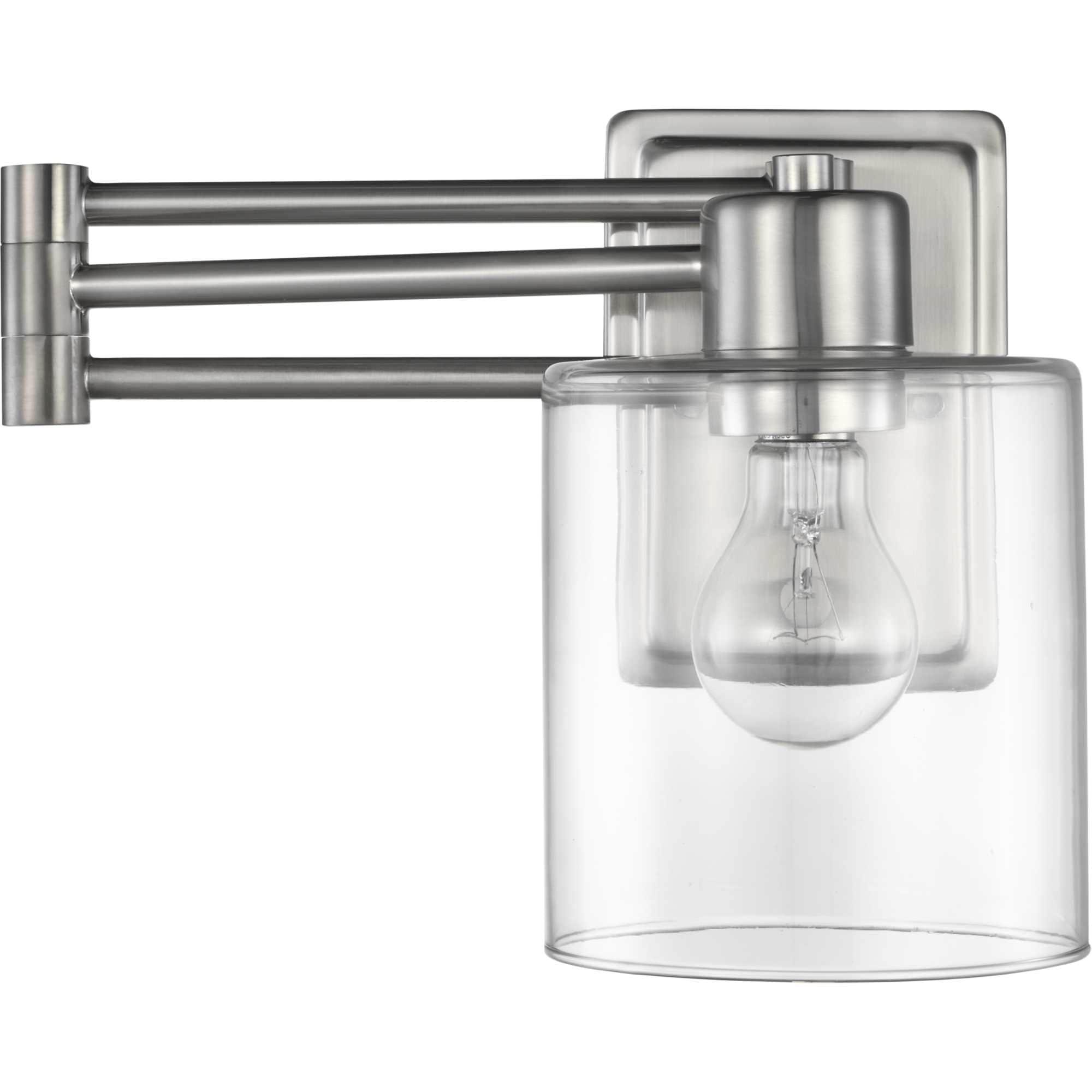 Progress Lighting Milner 1-Light Wall Bracket, Brushed Nickel, Clear Glass Shade