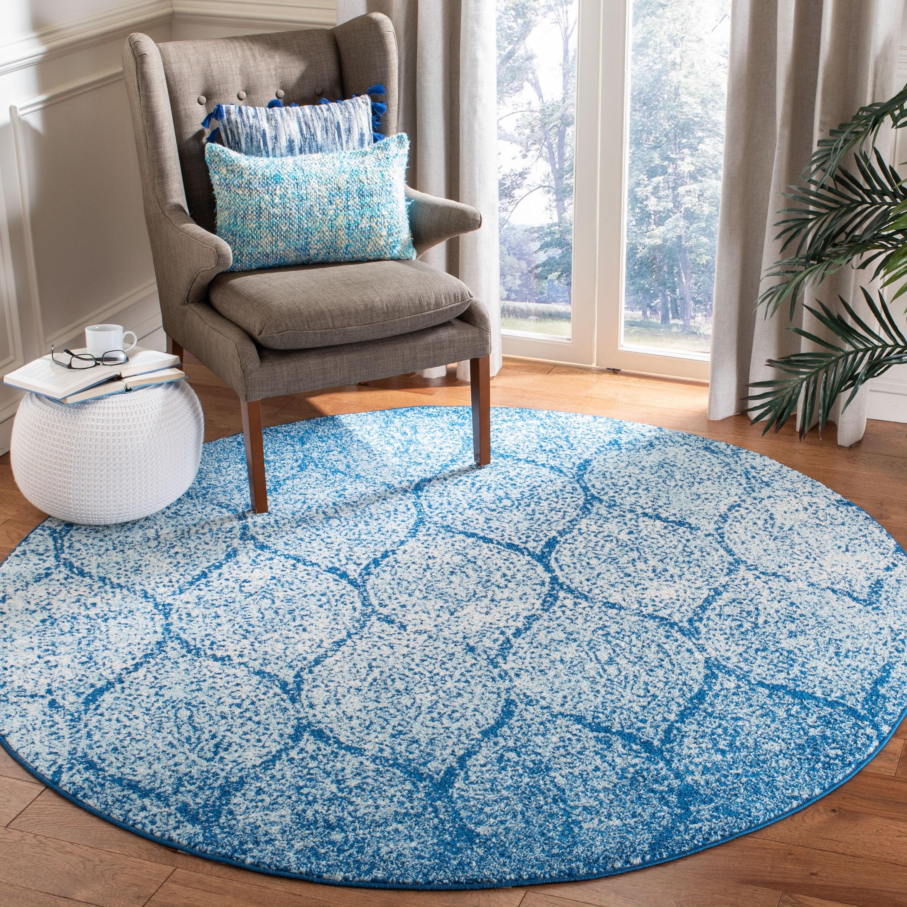 Madison MAD604 Power Loomed Area Rug - Navy/Blue - 6'7" round - Safavieh.