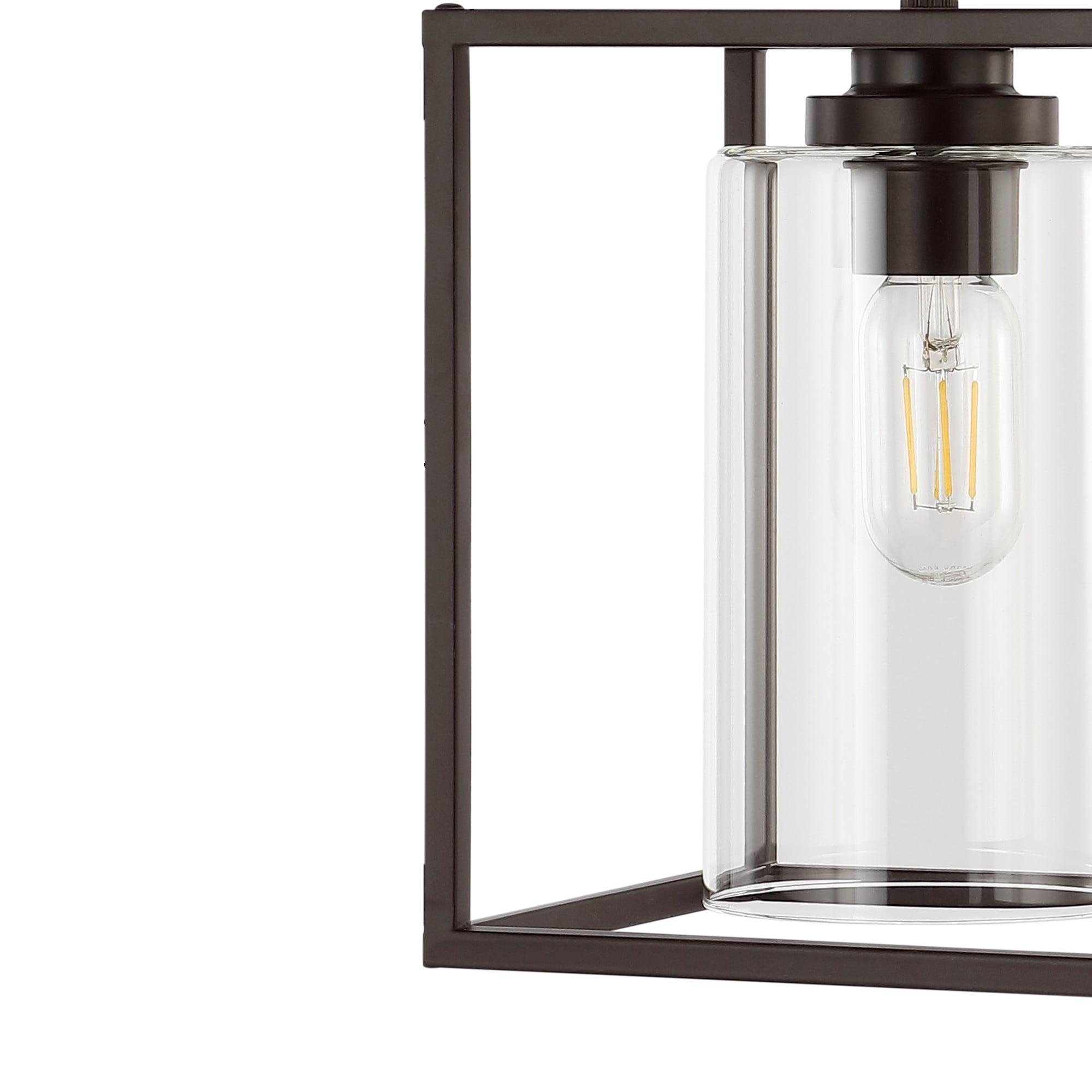 Quinn 8.13" 1-Light Industrial Farmhouse Iron/Glass LED Pendant, Oil Rubbed Bronze