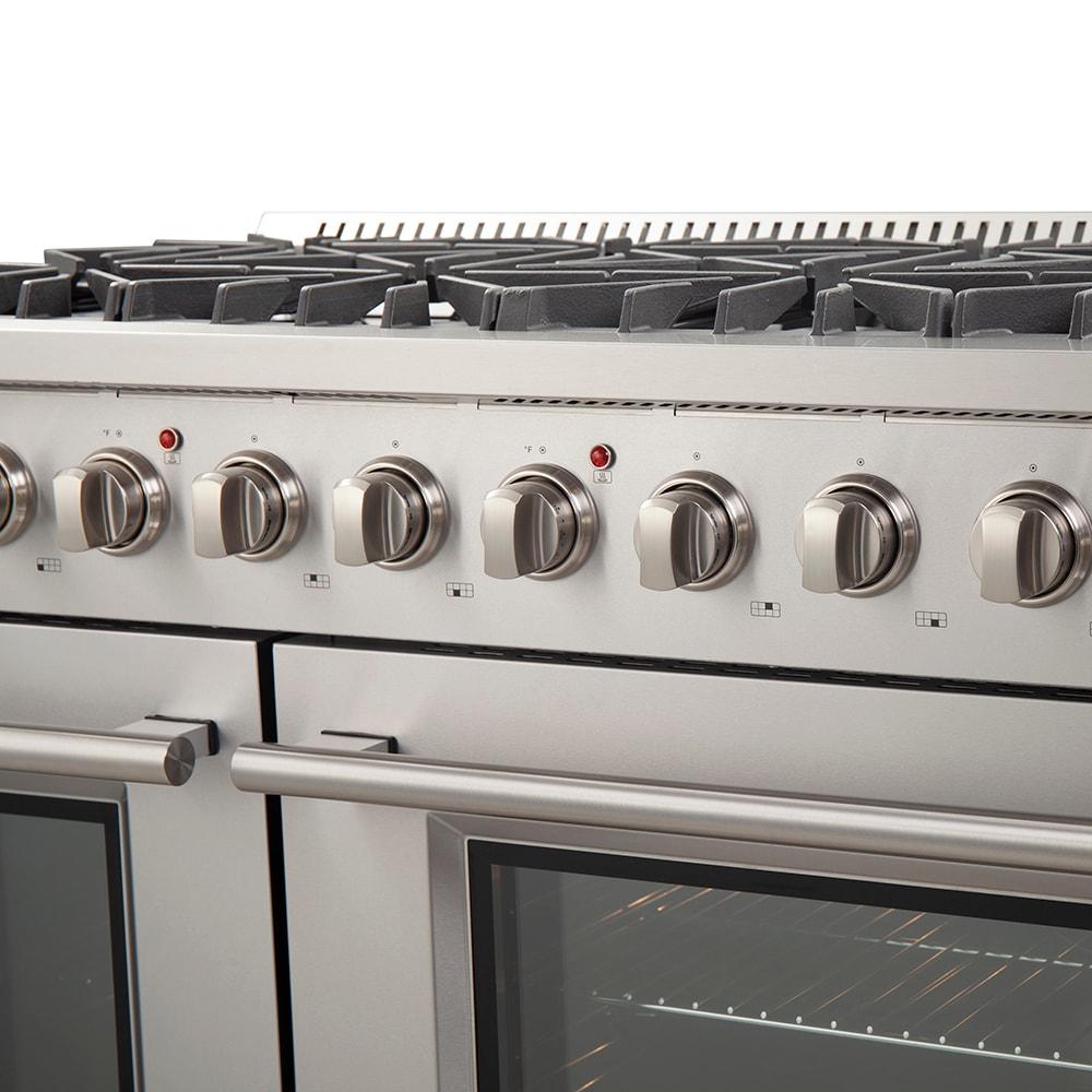 Galiano 48-inch Gas Range Stainless Steel, 8 Burners, 107,000 BTU, Griddle, Double Ovens