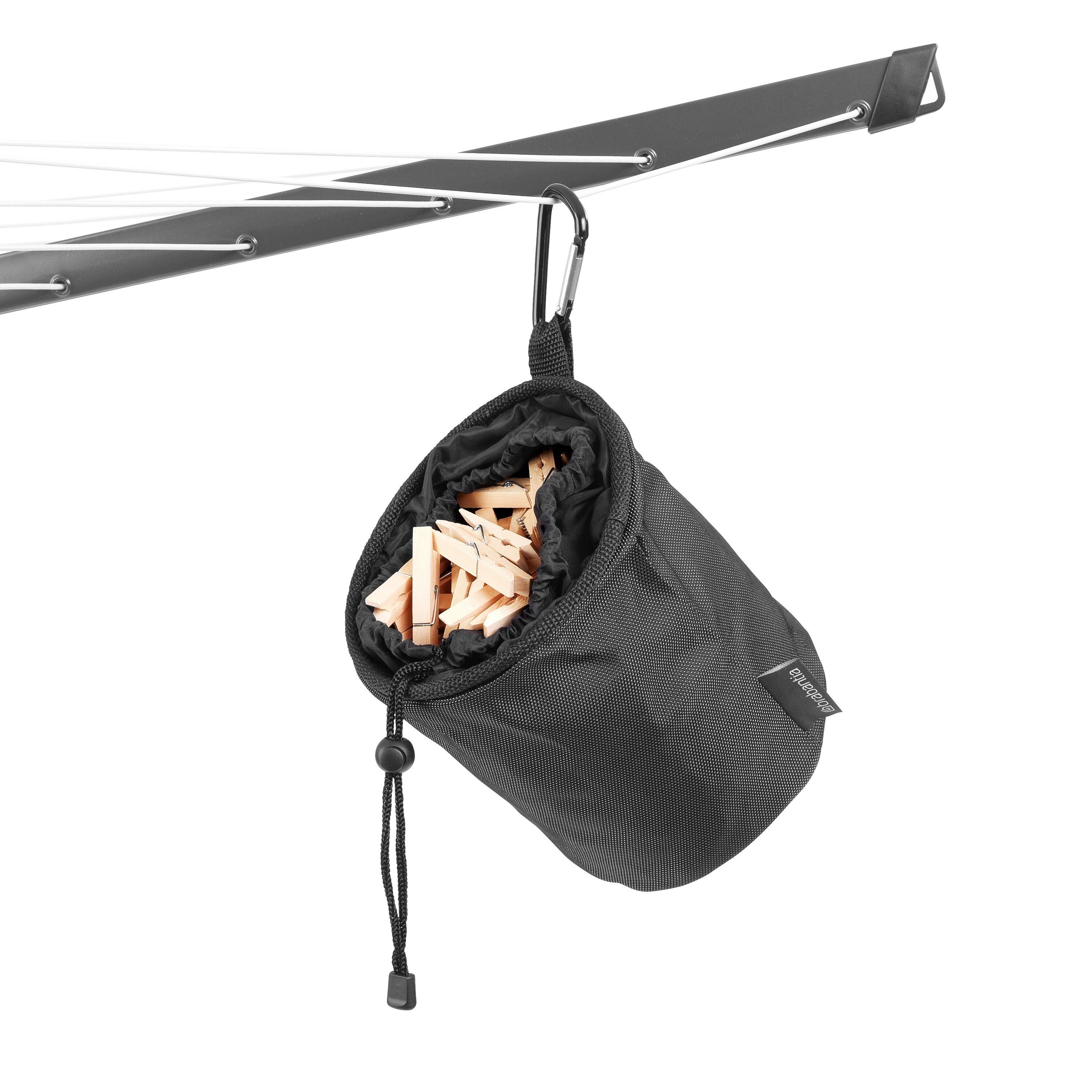 Anthracite Height Adjustable Steel Outdoor Rotary Clothesline with Cover and Clothespins
