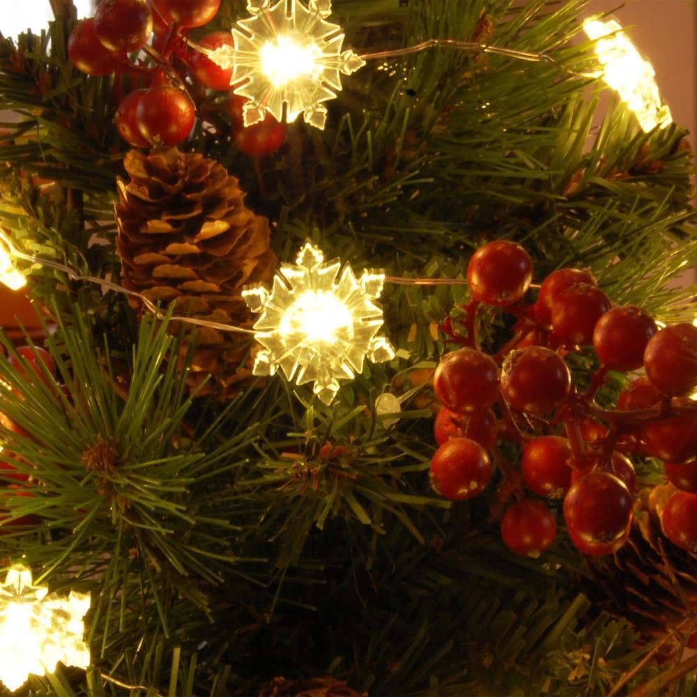 LumaBase Battery Operated LED Fairy String Lights with Snowflakes