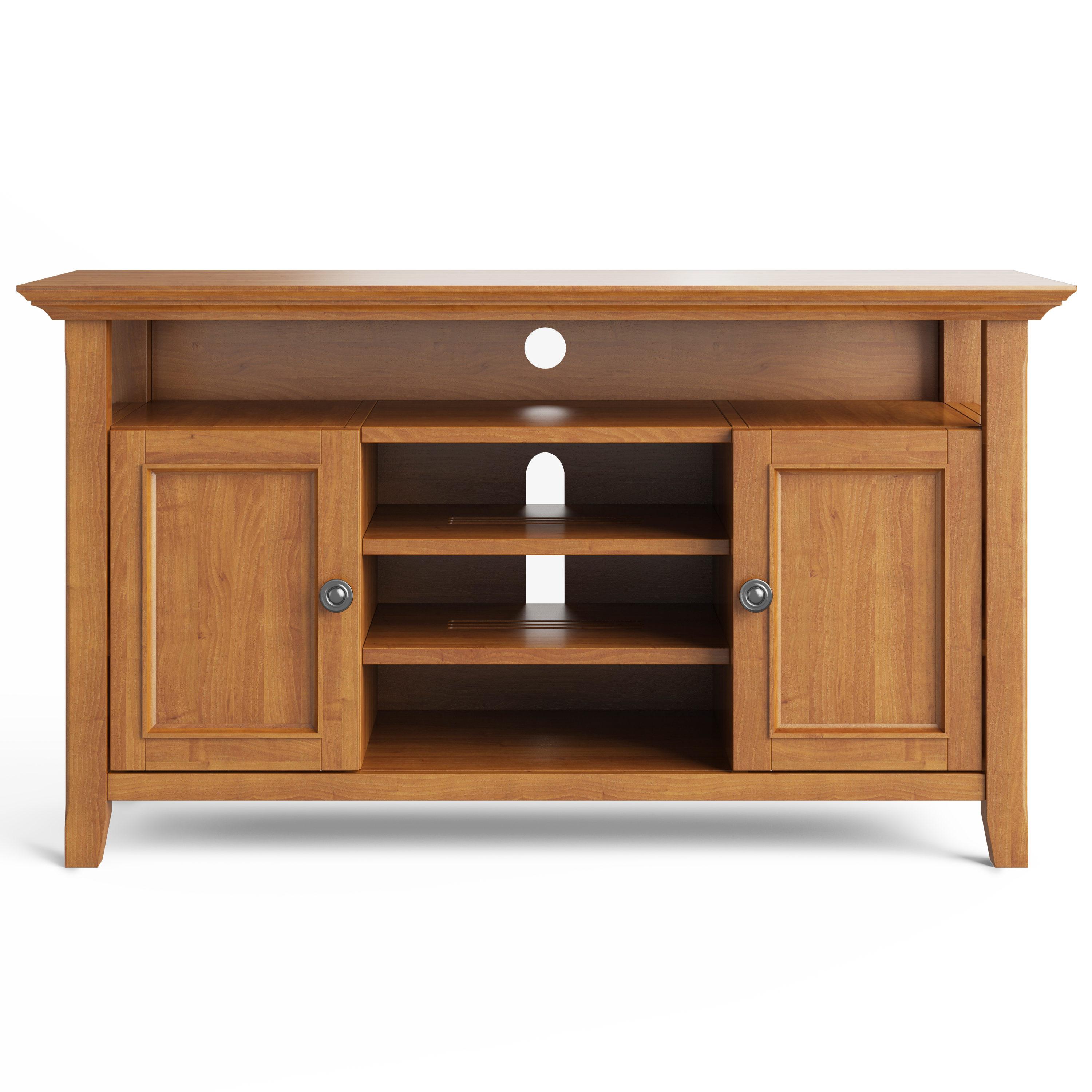 Simpli Home Amherst Transitional Solid Wood 54" TV Stand in Light Golden Brown