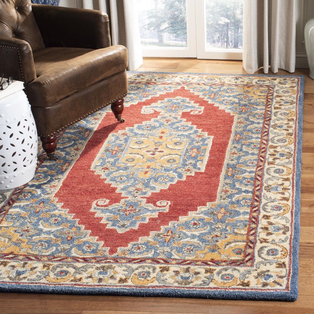 Antiquity AT505 Hand Tufted Area Rug - Blue/Red - 5'x8' - Safavieh.