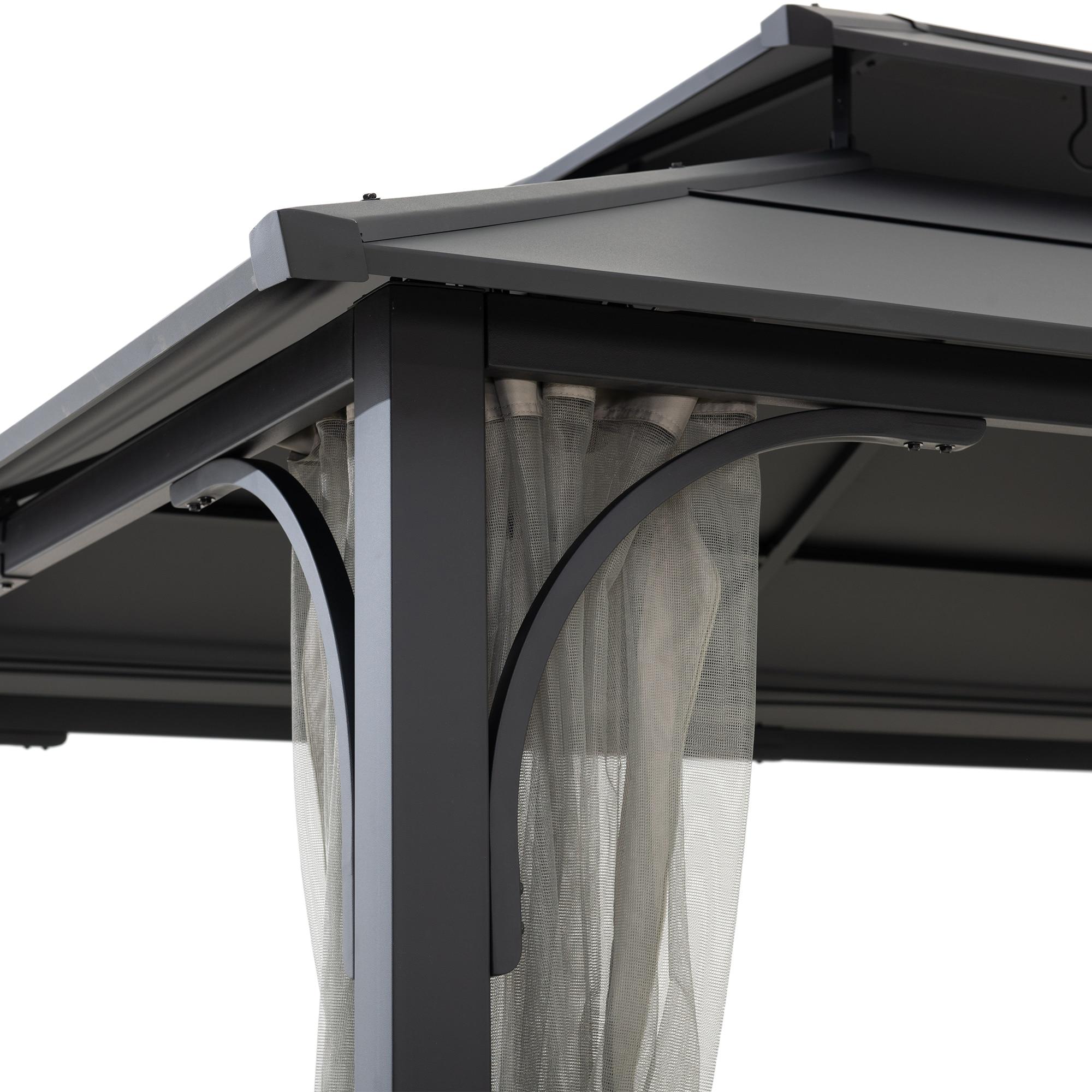 Sunjoy Sunjoy Hardtop Gazebo 10 x 12 ft. Outdoor Gazebo, Heavy Duty Steel Frame Gazebo, Double Roof Metal Gazebo with Ceiling Hook and Removable Netting Sidewalls