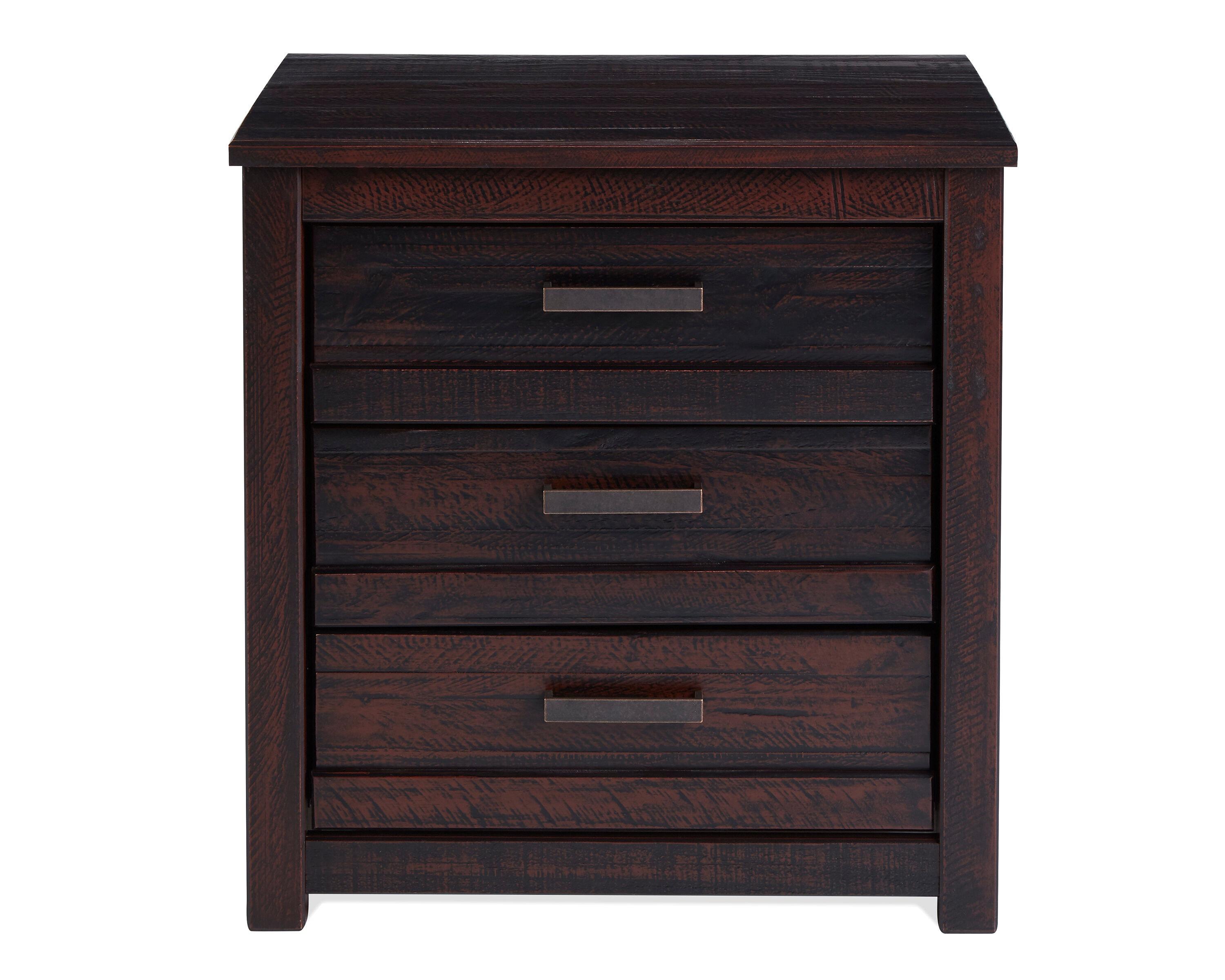 Camaflexi Rustic Nightstand 3-Drawer Night Stand Side Table & Organizer, Walnut
