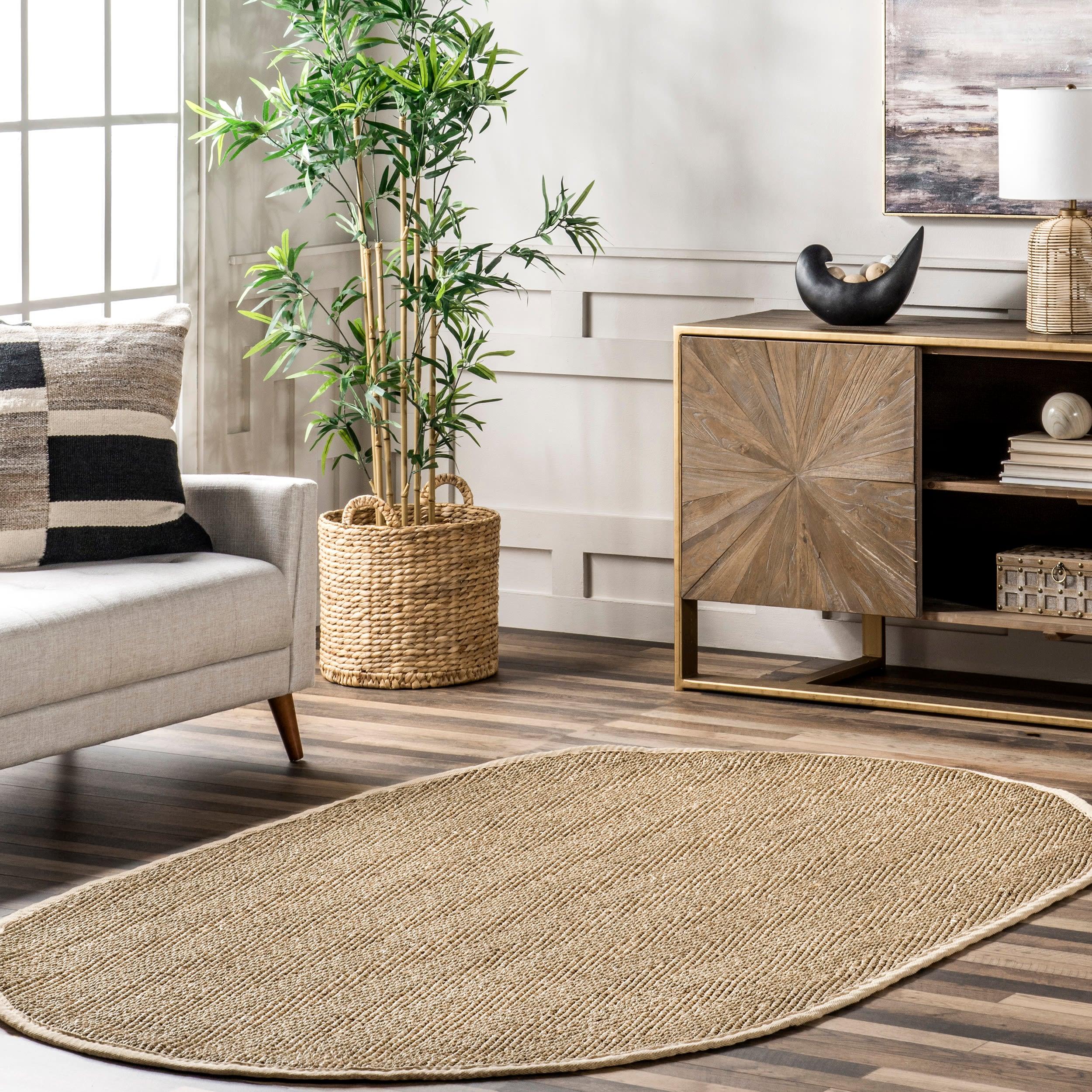 Nuloom Larnaca Seagrass Herringbone Indoor Area Rug, Oval 5' x 8'