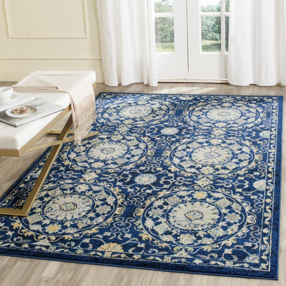 Evoke EVK252 Power Loomed Area Rug - Navy/Ivory - 5'3"x7'6" - Safavieh.