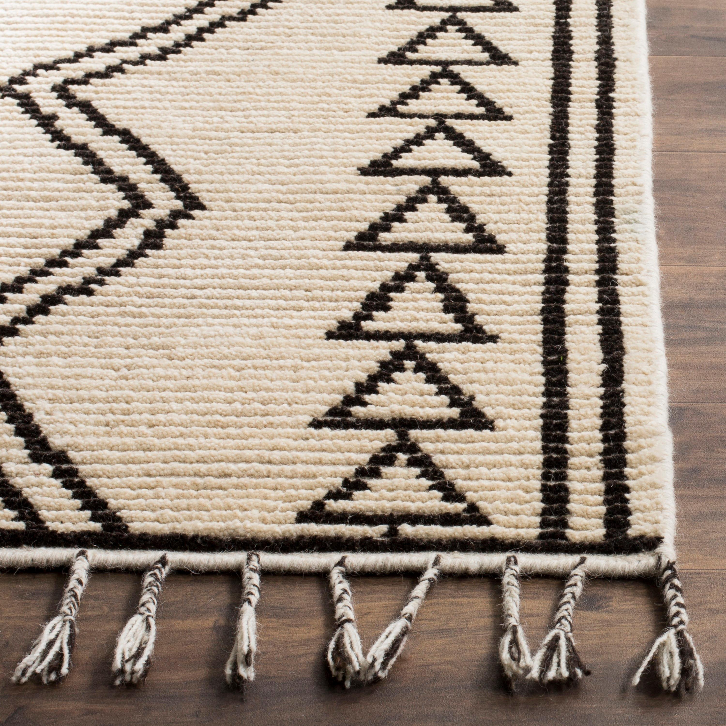 Kenya KNY513 Hand Knotted Area Rug - Ivory/Black - 8'x10' - Safavieh