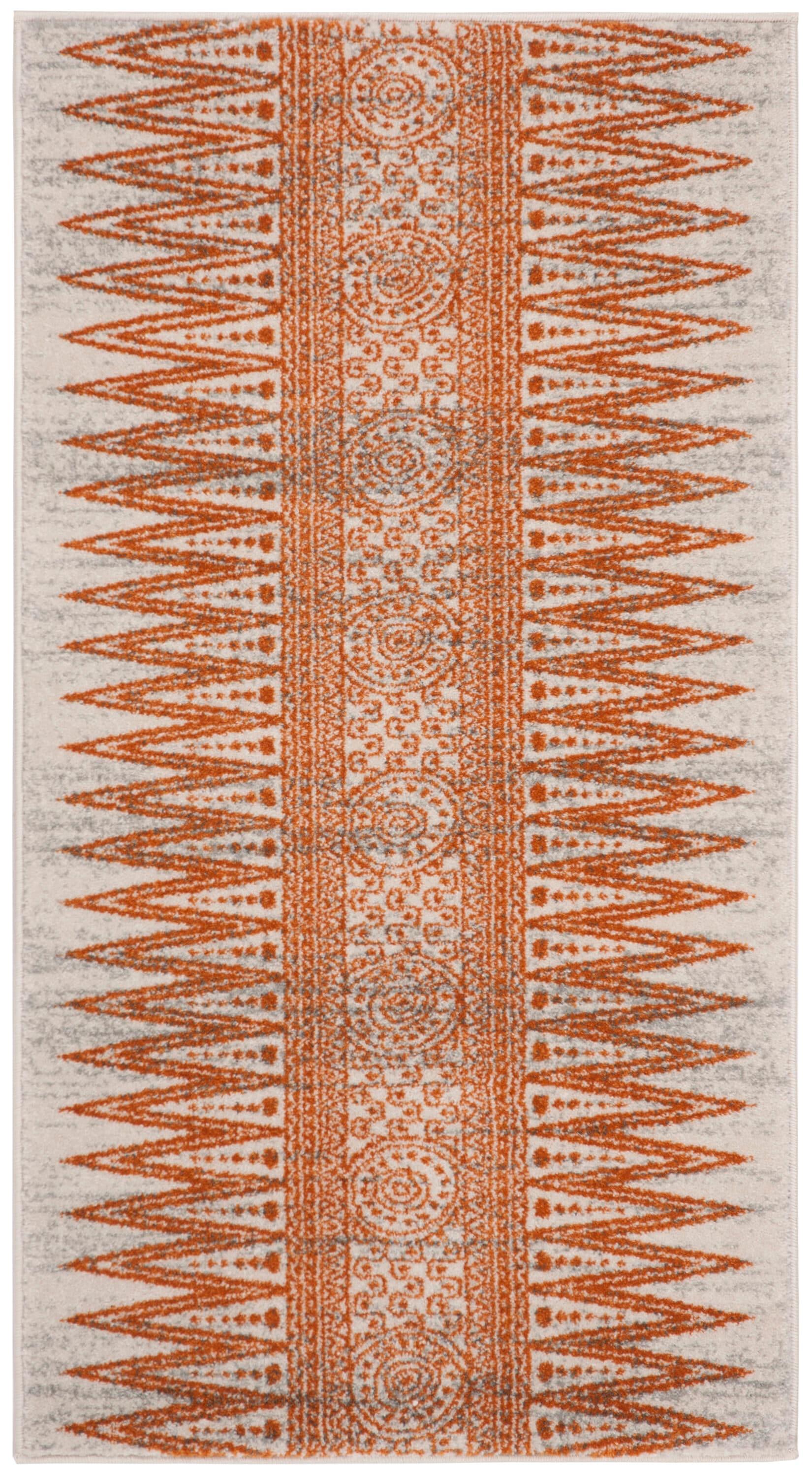 Evoke EVK226 Power Loomed Accent Rug Ivory / Orange 2'-2" X 4' - Safavieh.