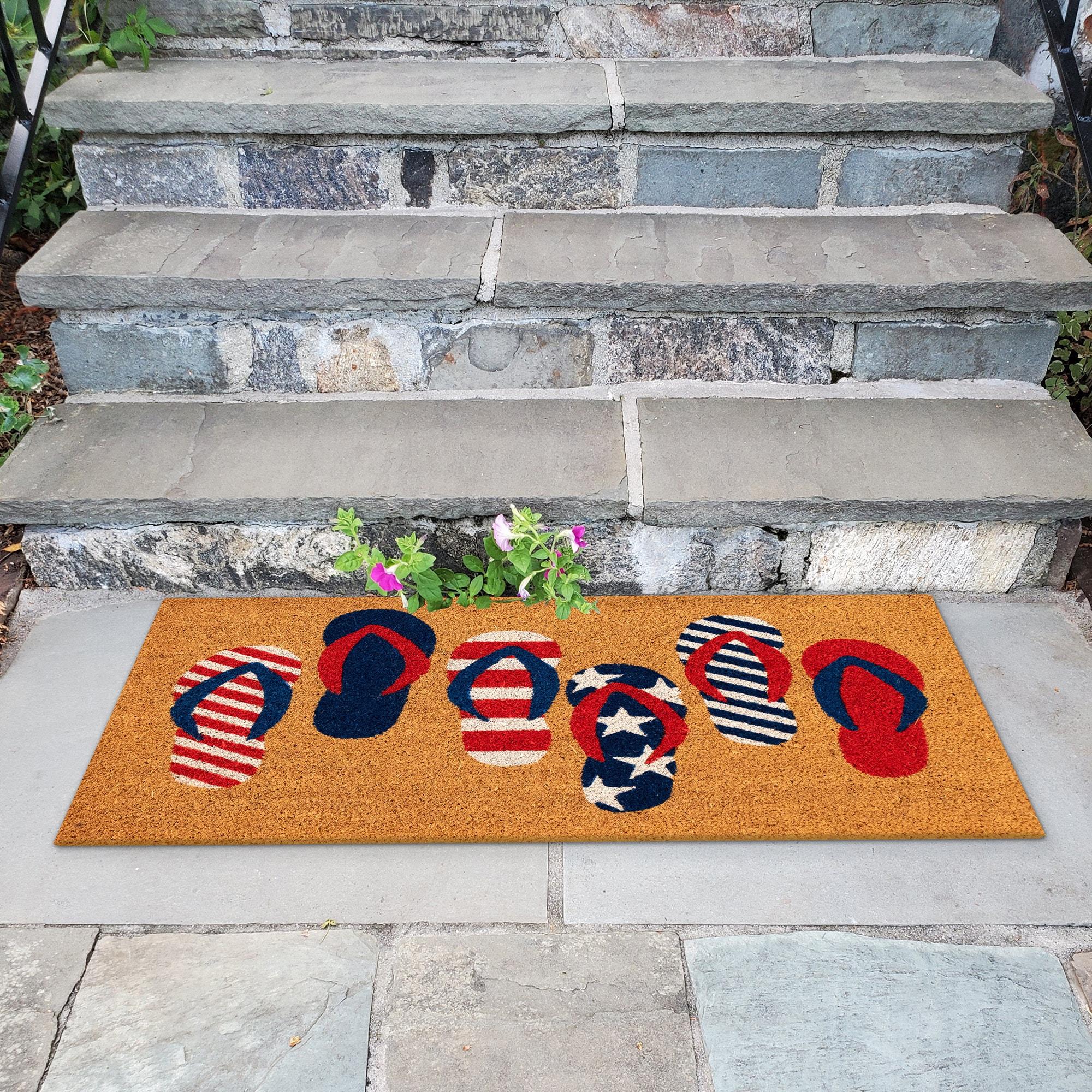 Patriotic Flip Flops Coir Outdoor Doormat 2' x 3'