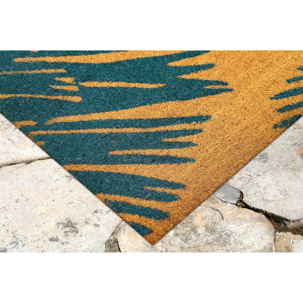 Blue Coir Outdoor Doormat with Palm Border, 24" x 36"