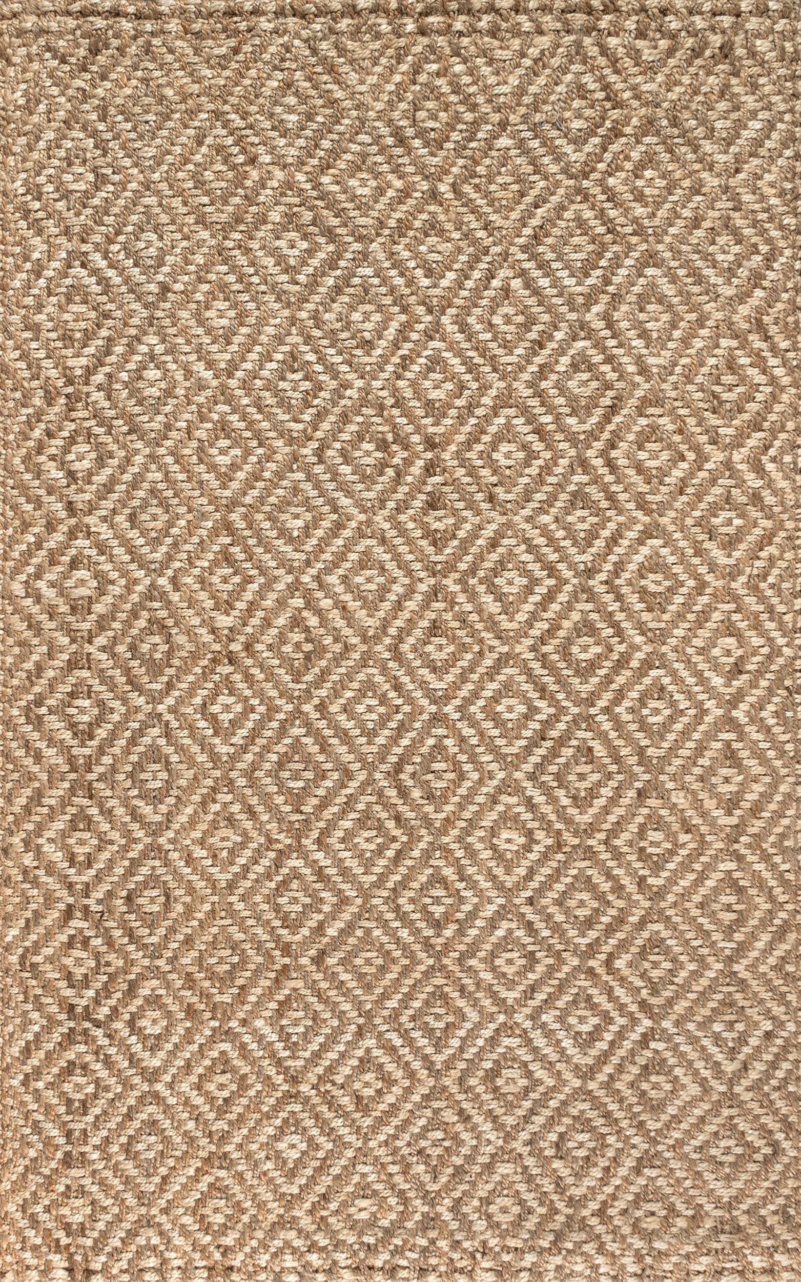 3'x5' Hira Hand Woven Diamond Chunky Jute Area Rug, Natural  - JONATHAN Y