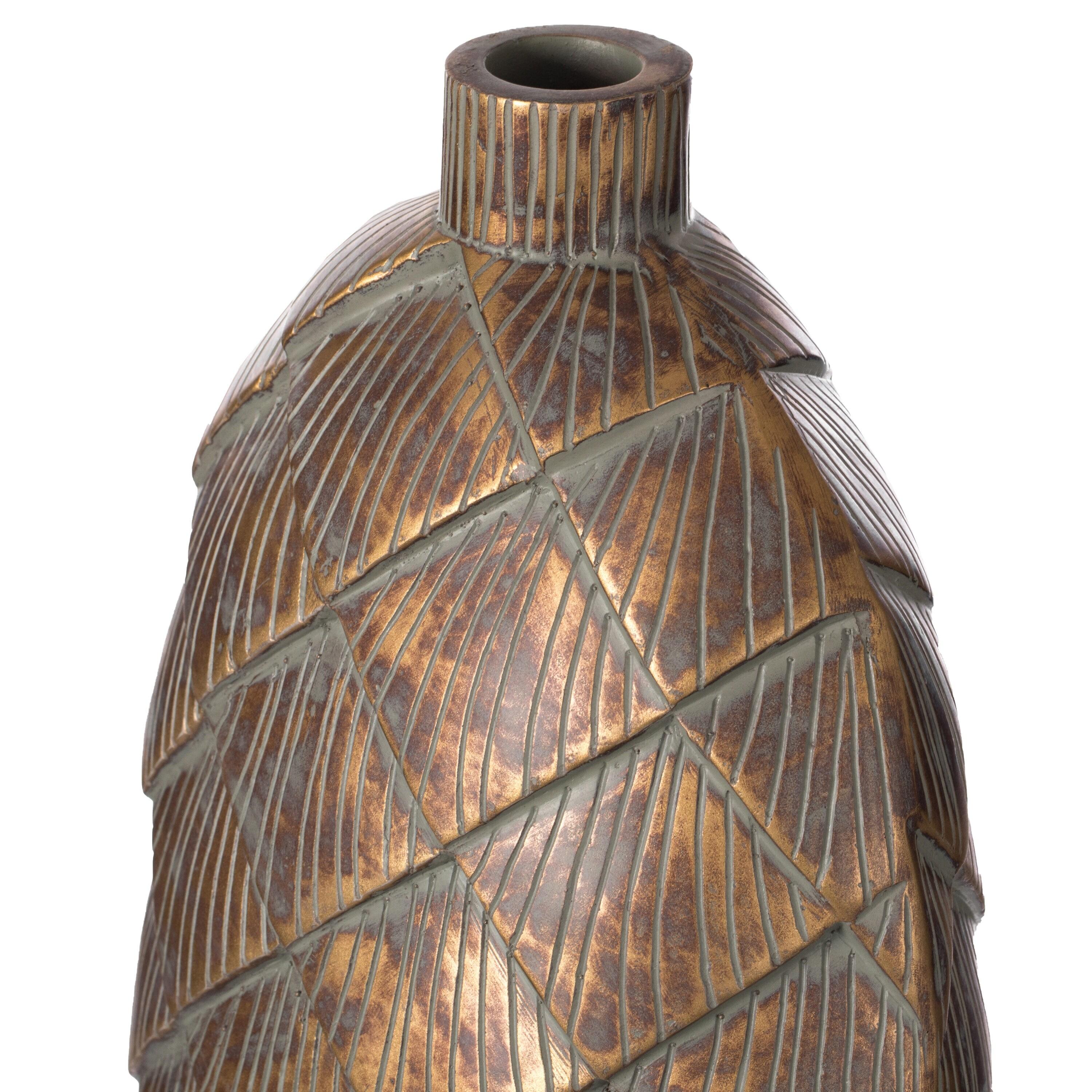 Uniquewise 37-inch-tall Cylinder Antique Floor Vase – Modern Living Room Decor - Ceramic Rustic Elegant Home Accent with Vintage Charm