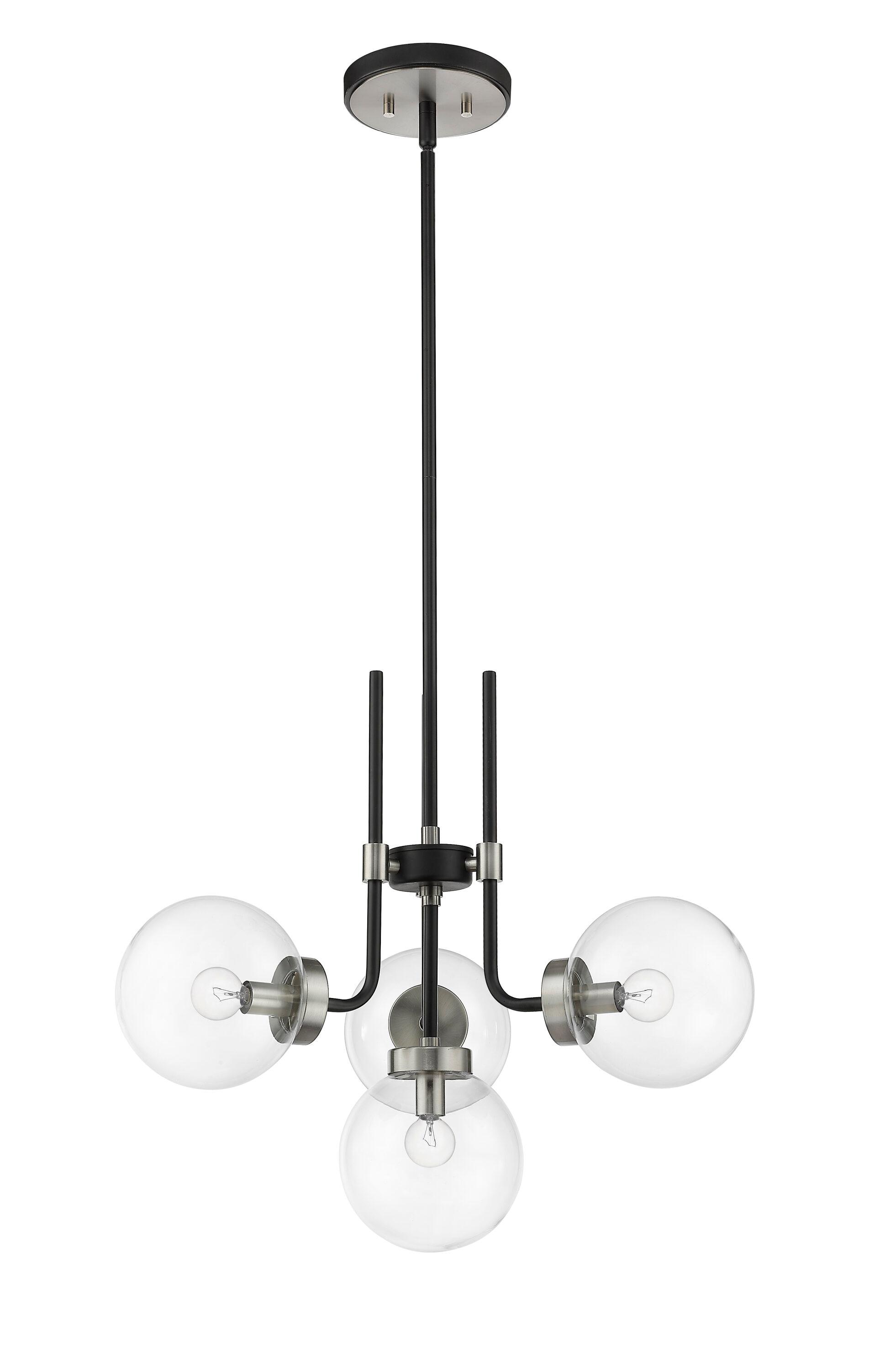 Z-Lite Parsons 4 - Light Chandelier in  Matte Black/Brushed Nickel