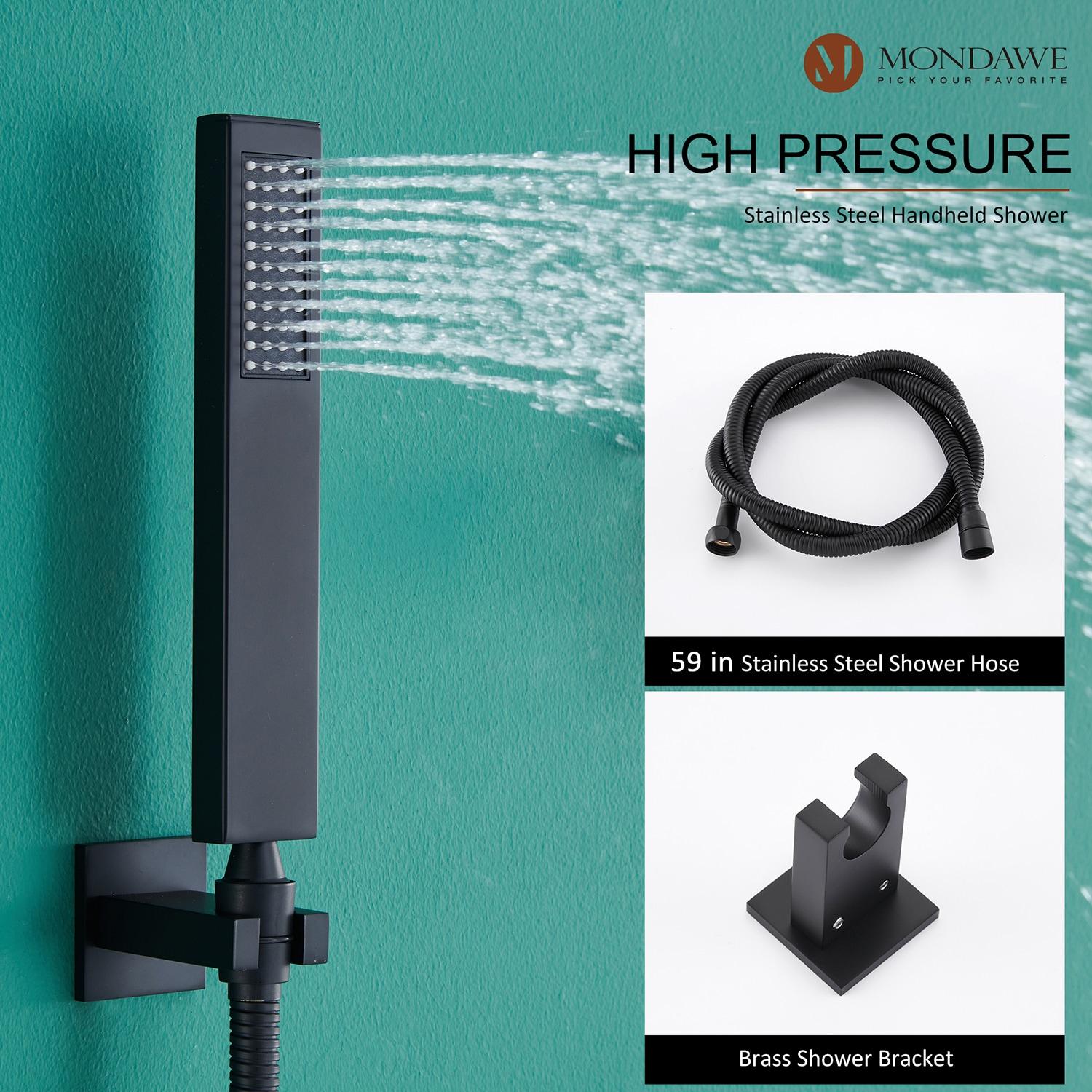 Rainfall Symphony 12inch 3-Function Dual Shower Head Thermostatic Shower System with 3 Sprays Handheld