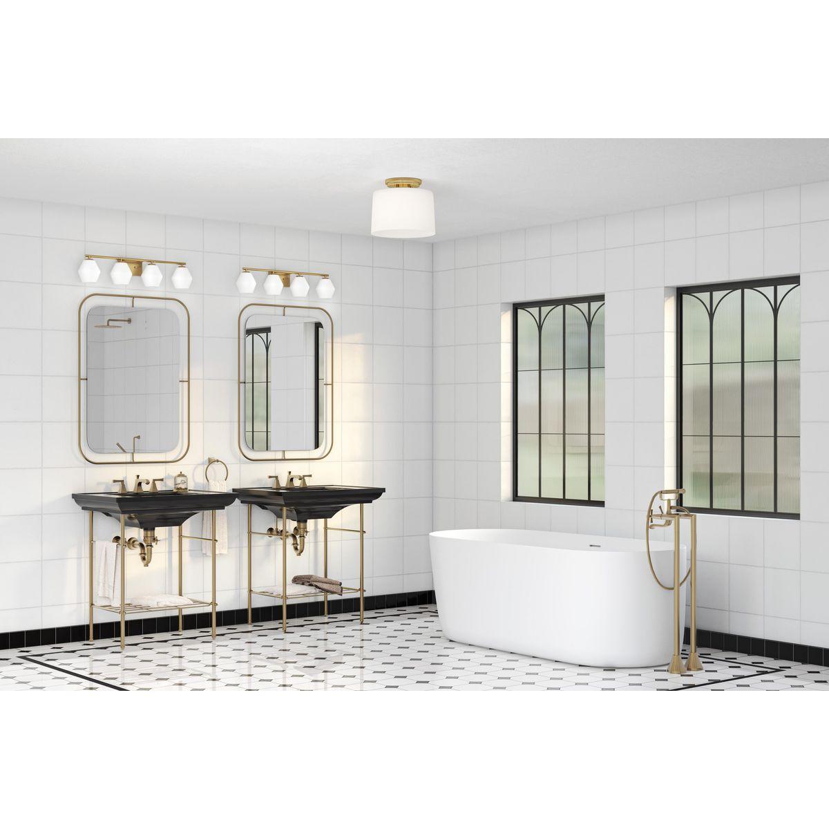 Progress Lighting Copeland 4-Light Vanity Light, Brushed Gold, Opal Glass Shades