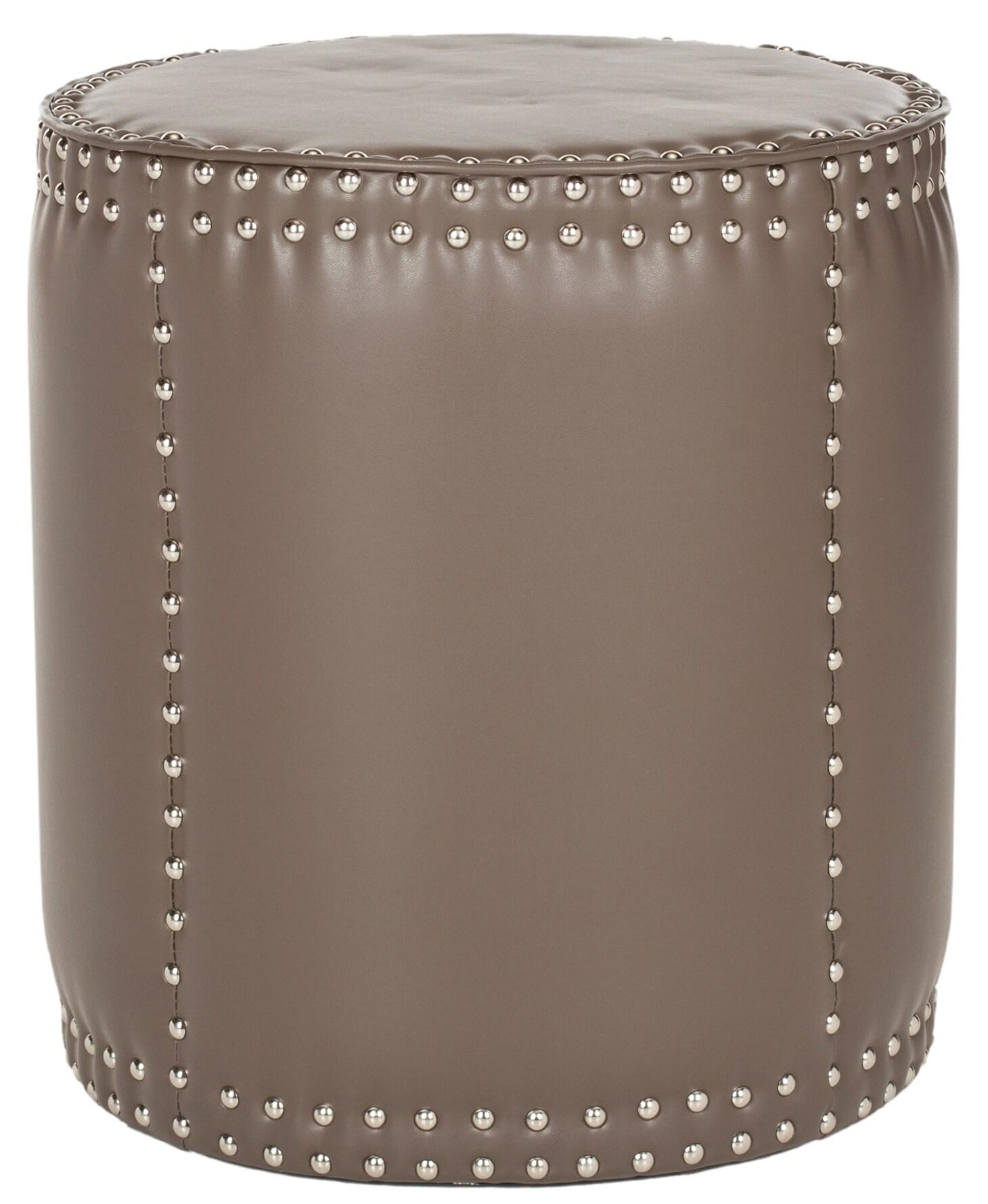 SAFAVIEH Paula Ottoman Silver Nail Head Clay