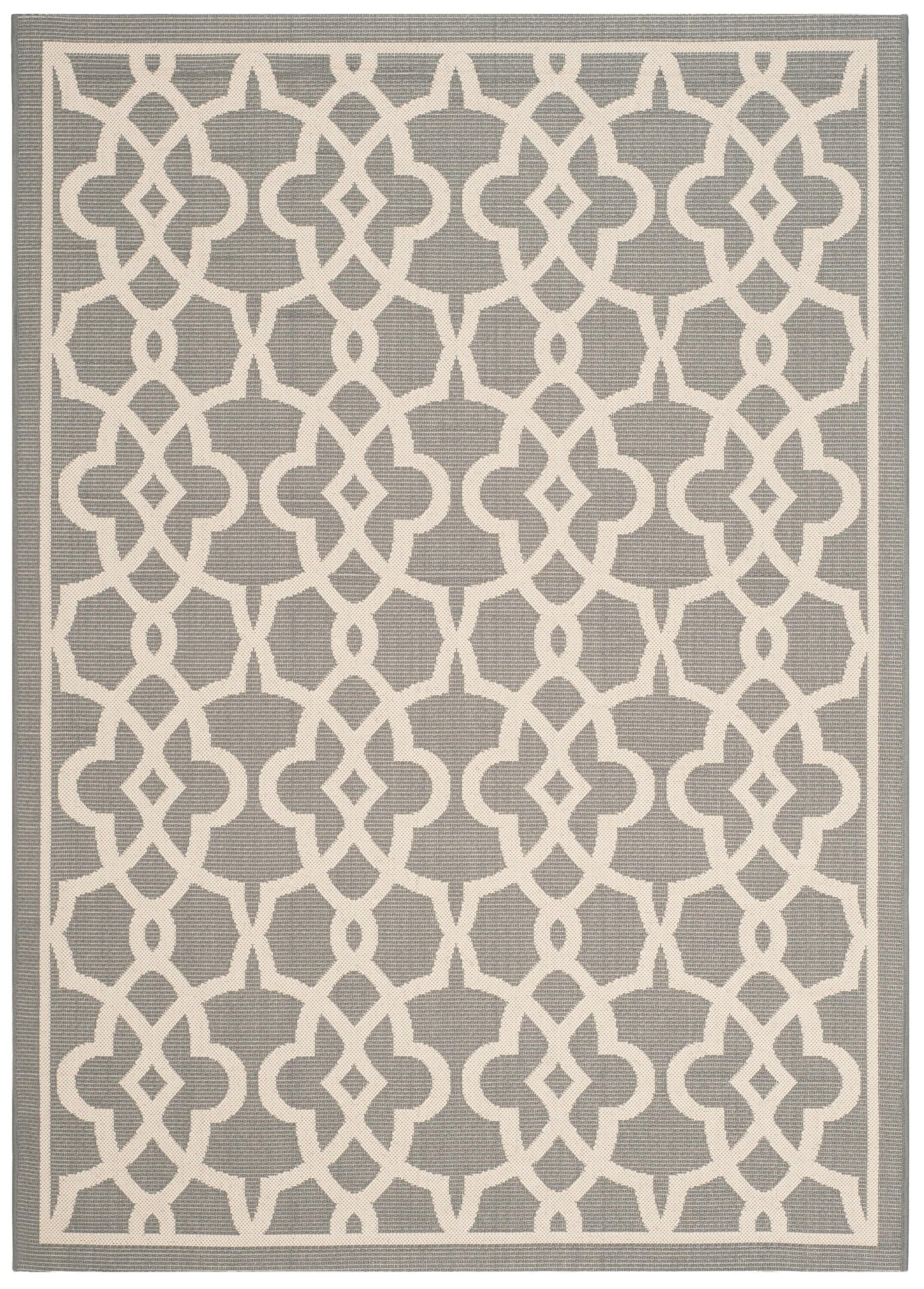 SAFAVIEH Courtyard Carlos Oriental Indoor/Outdoor Area Rug, Grey/Beige, 2'7" x 5'